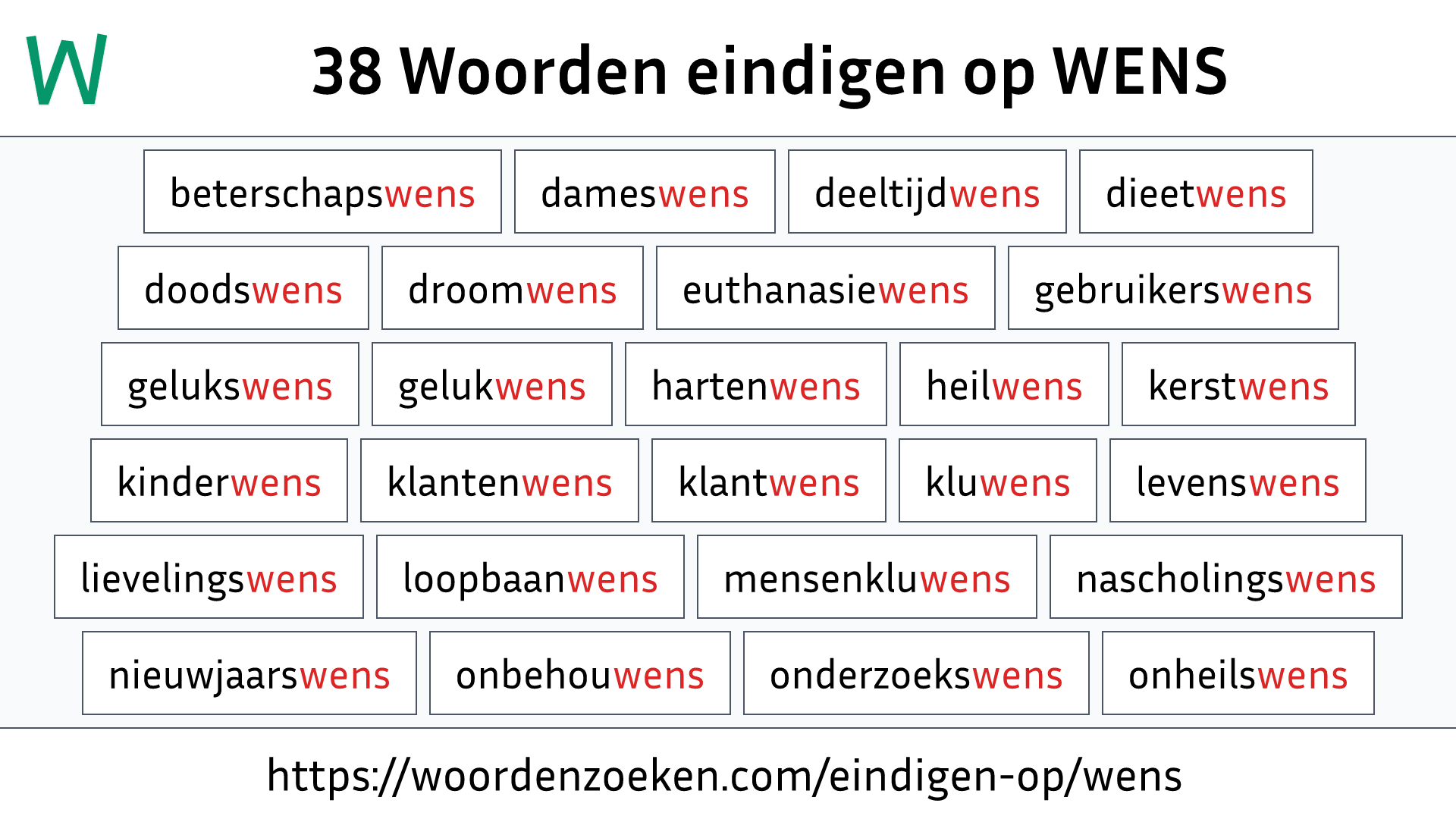 Woorden eindigen op WENS