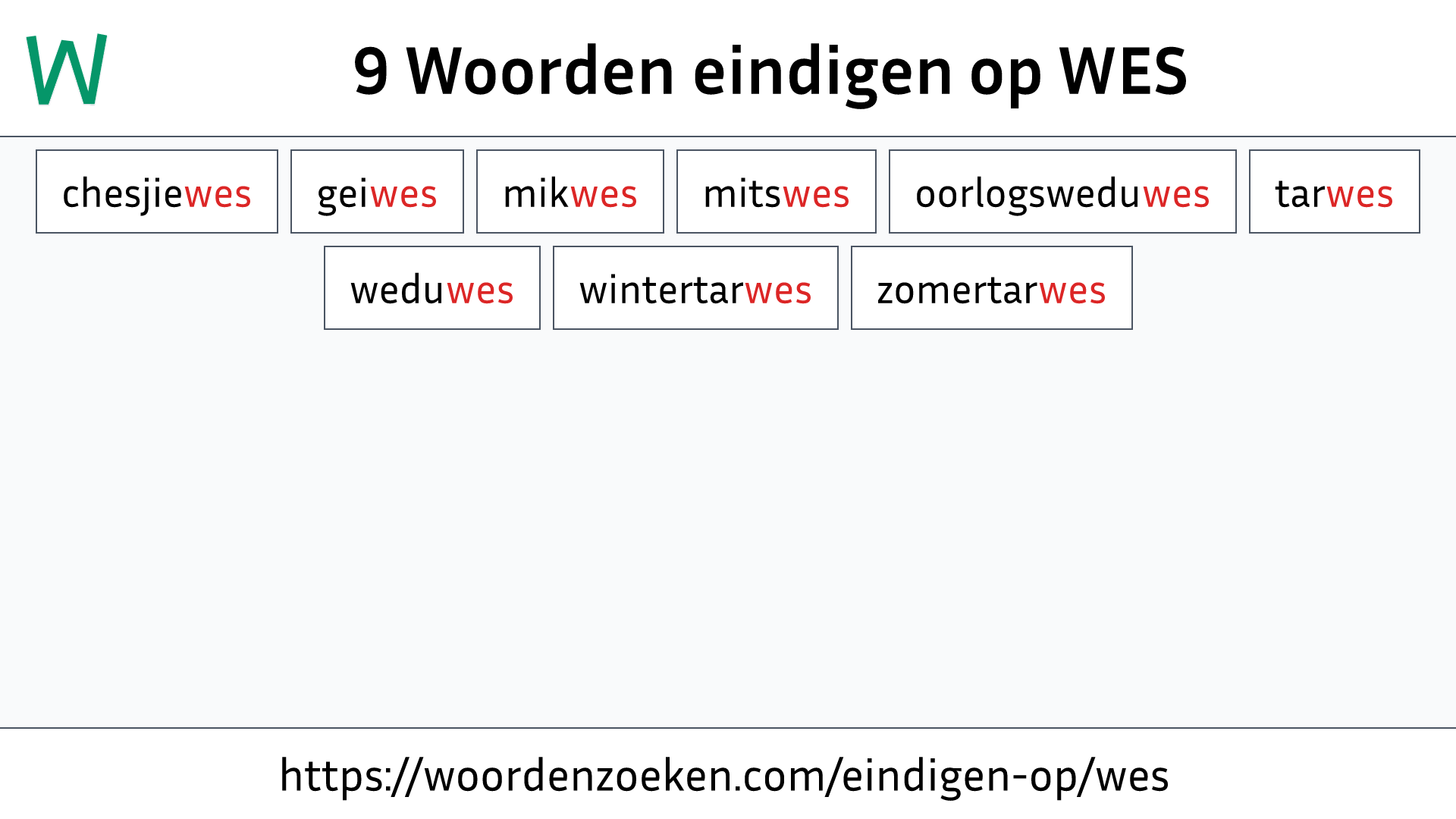 Woorden eindigen op WES