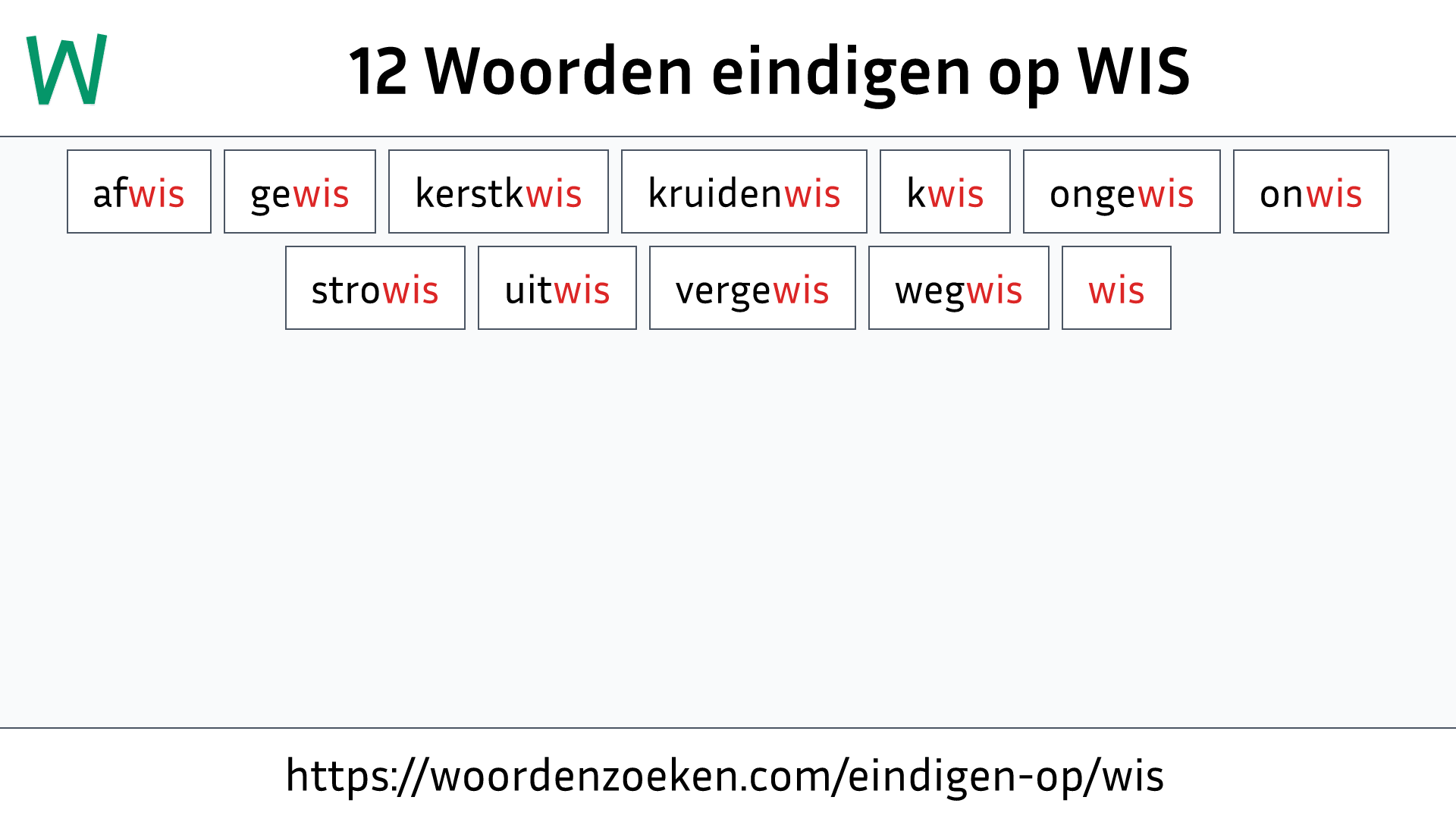 Woorden eindigen op WIS