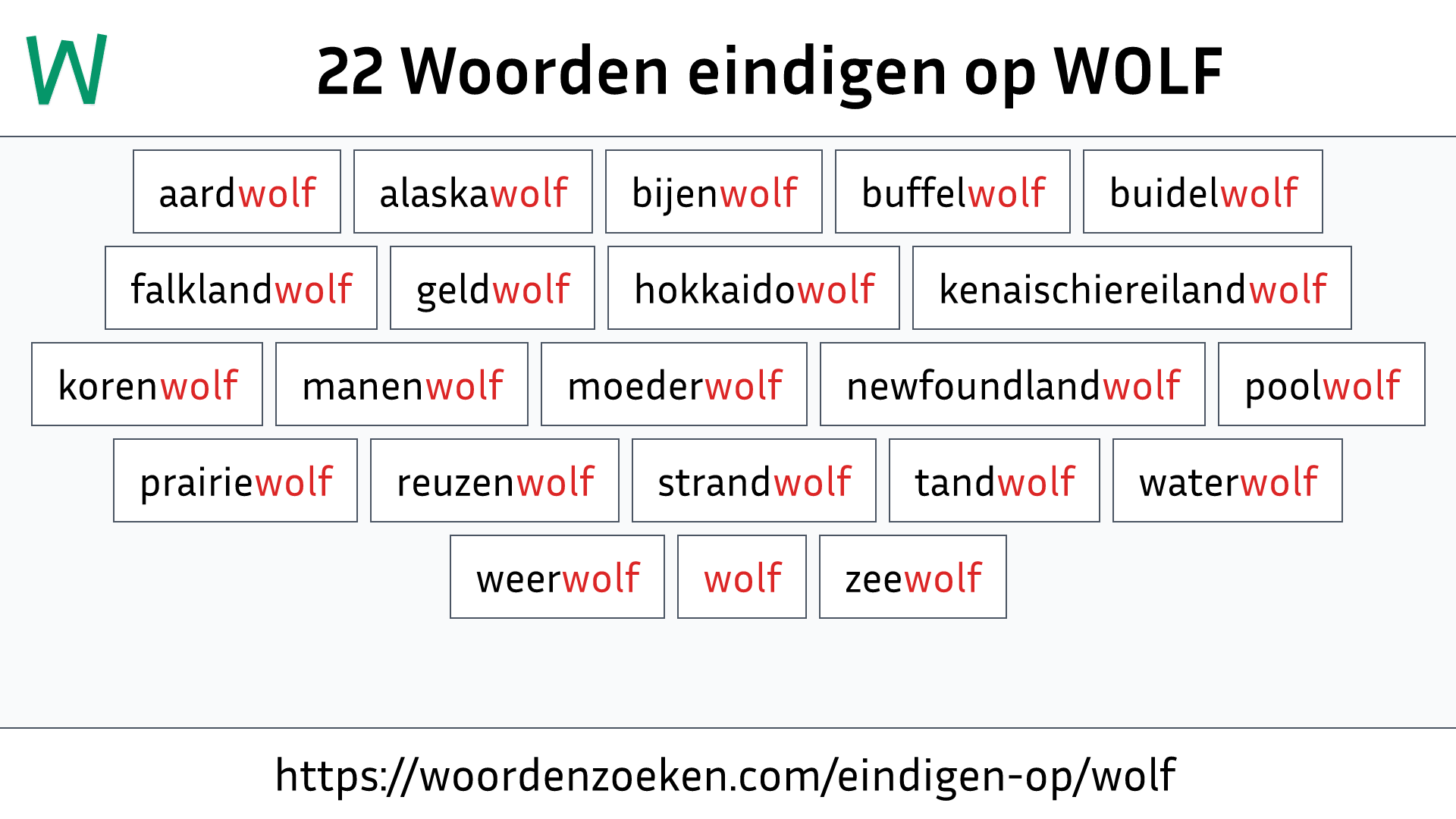 Woorden eindigen op WOLF