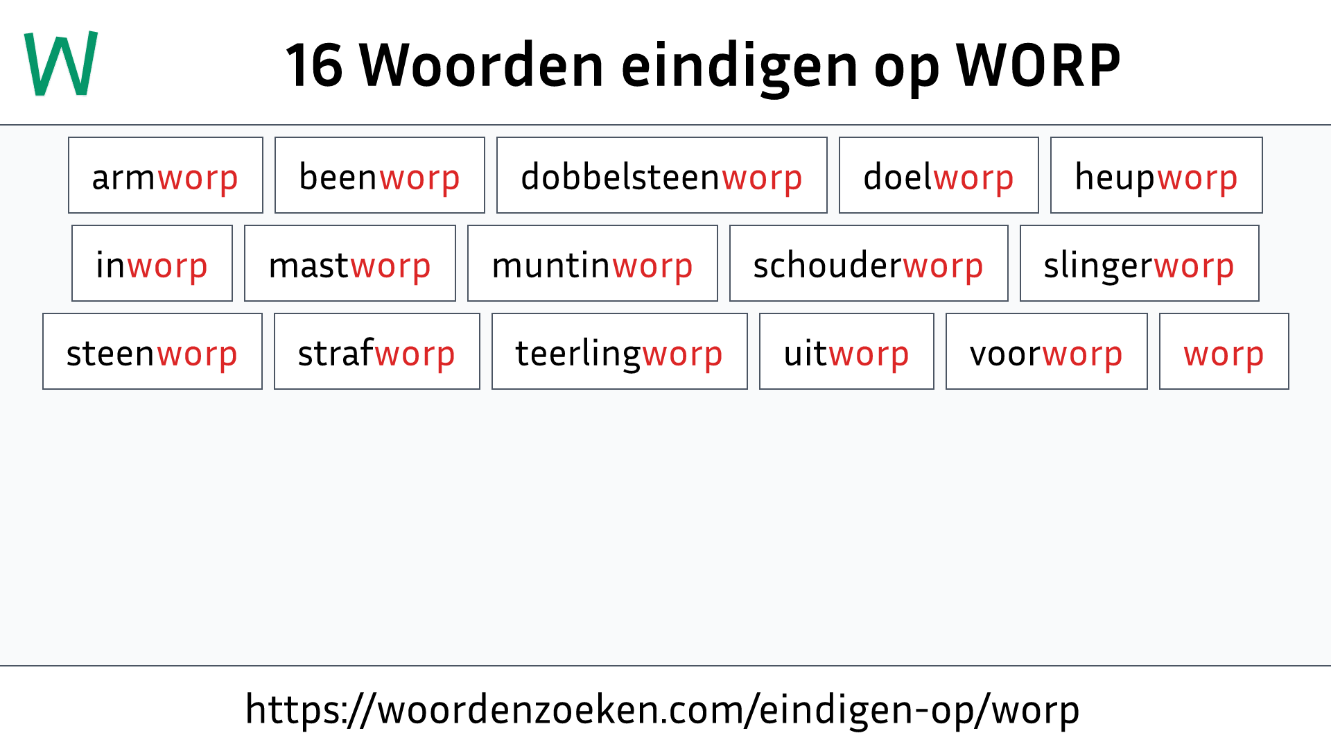 Woorden eindigen op WORP