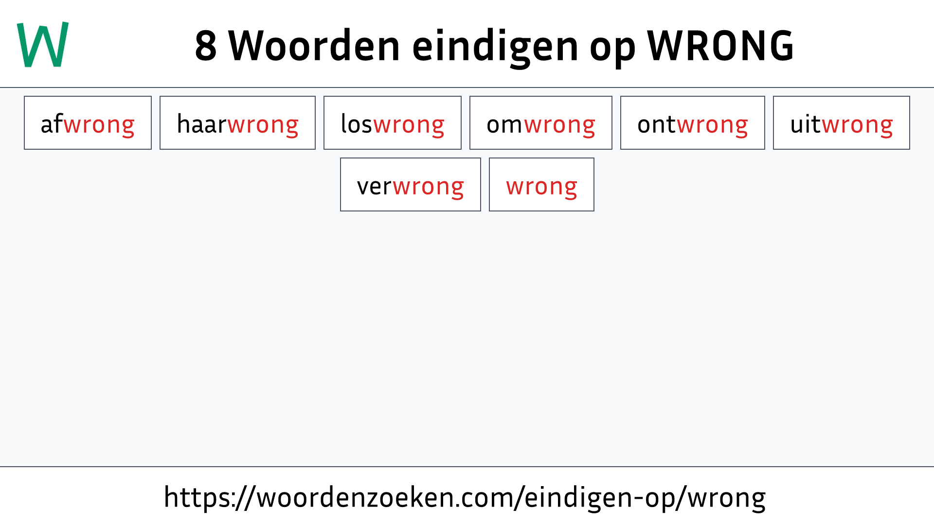 Woorden eindigen op WRONG