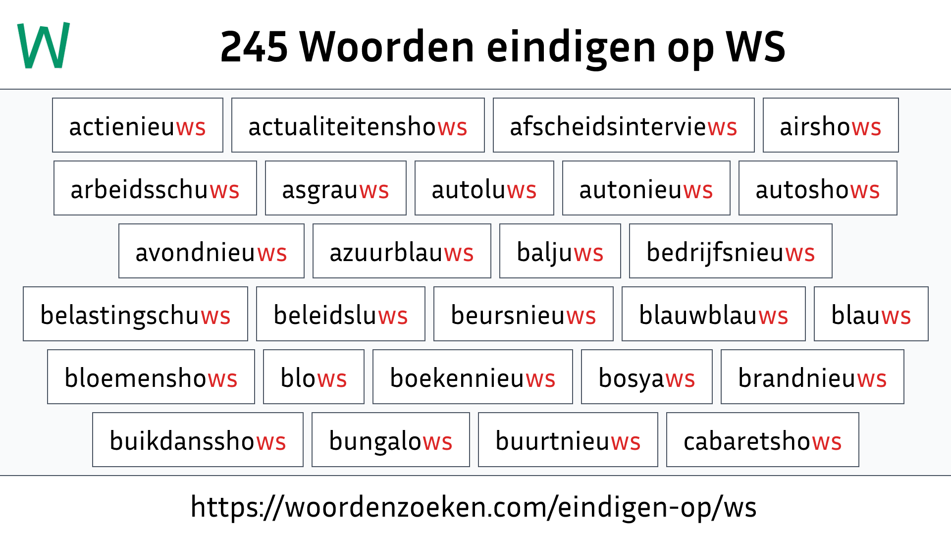 Woorden eindigen op WS