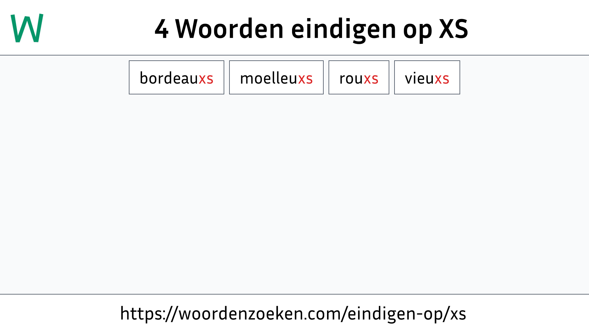 Woorden eindigen op XS