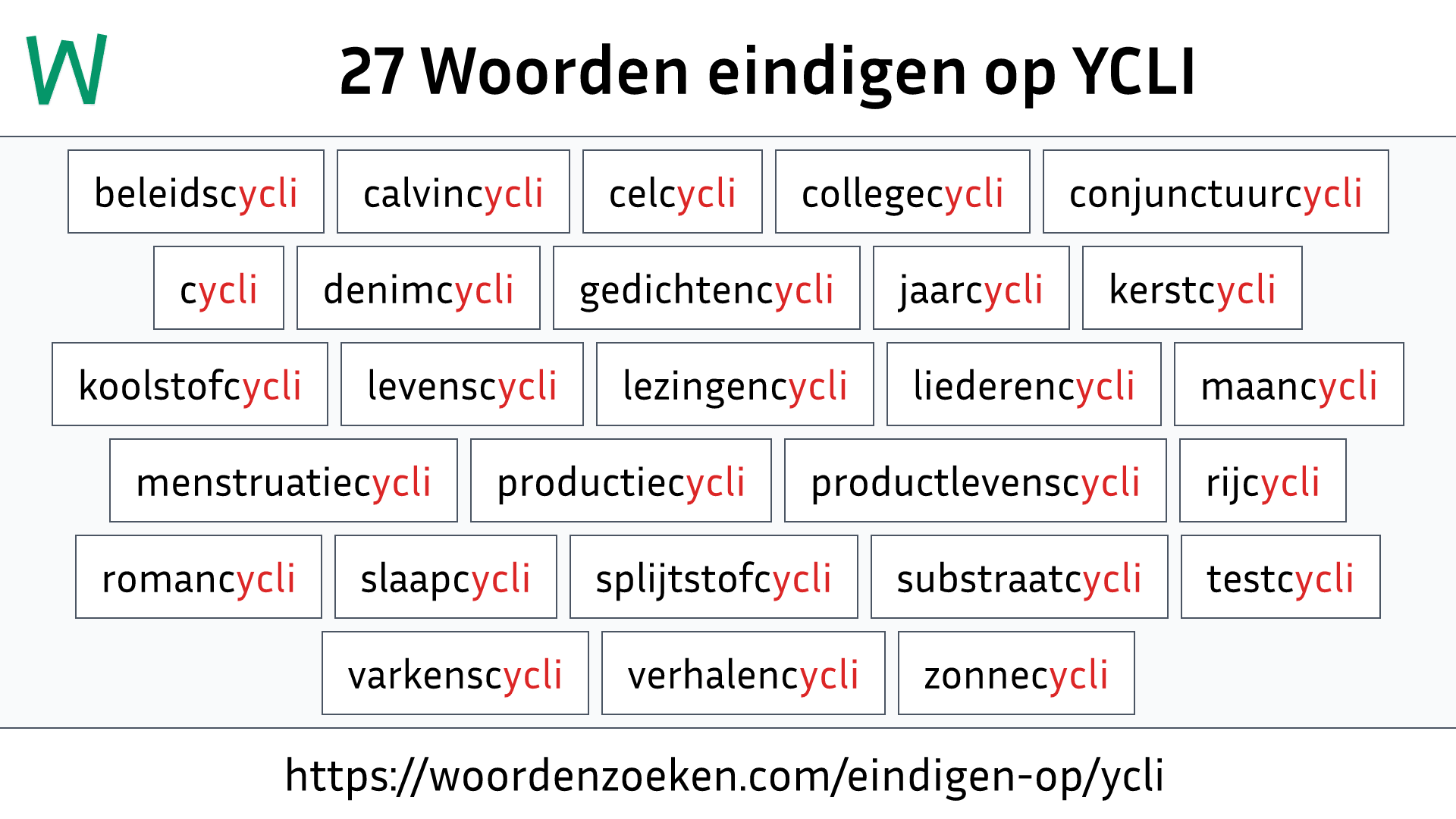 Woorden eindigen op YCLI