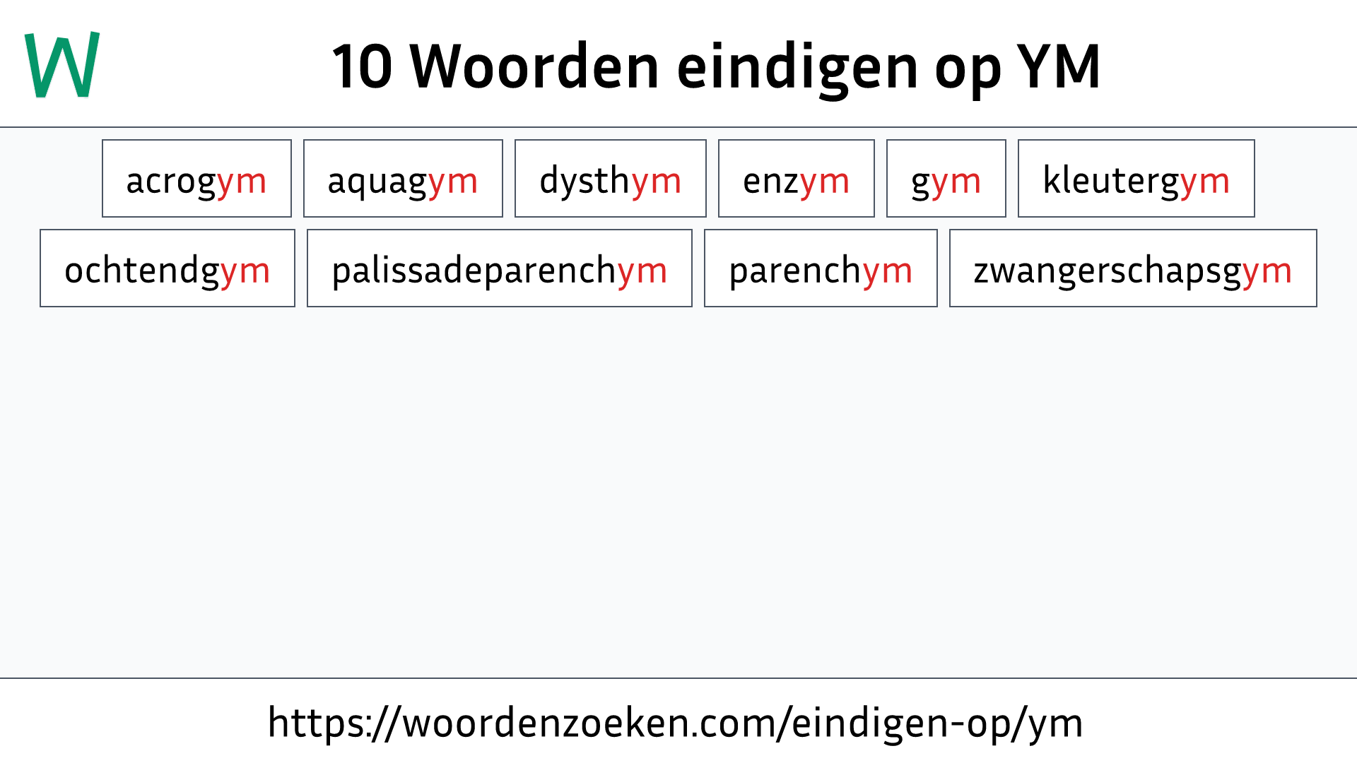 Woorden eindigen op YM