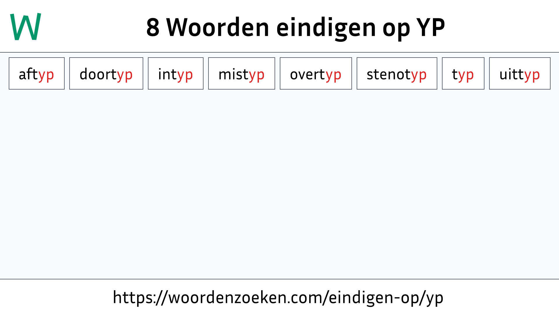 Woorden eindigen op YP