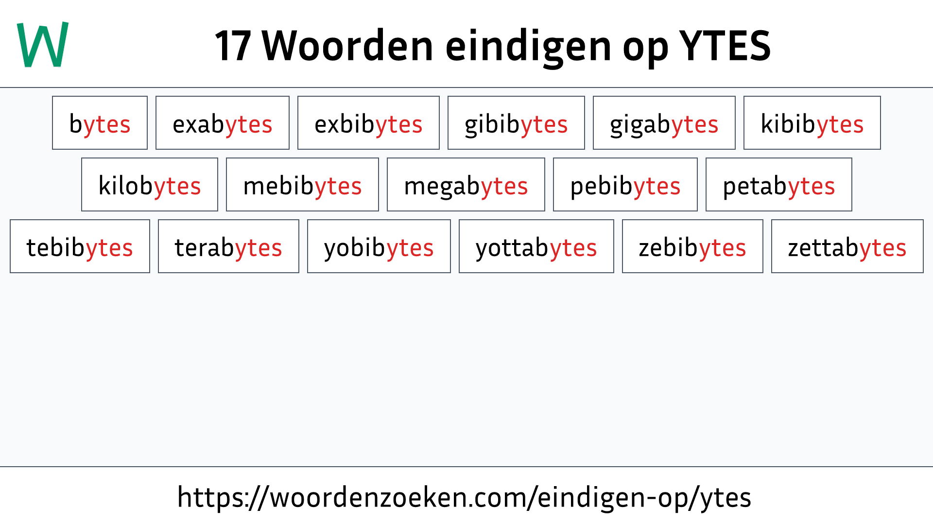 Woorden eindigen op YTES