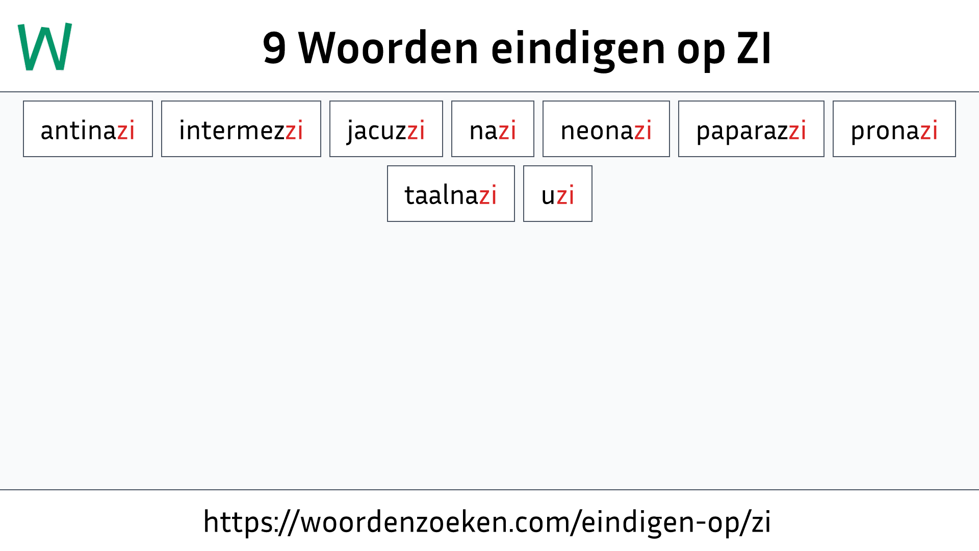 Woorden eindigen op ZI