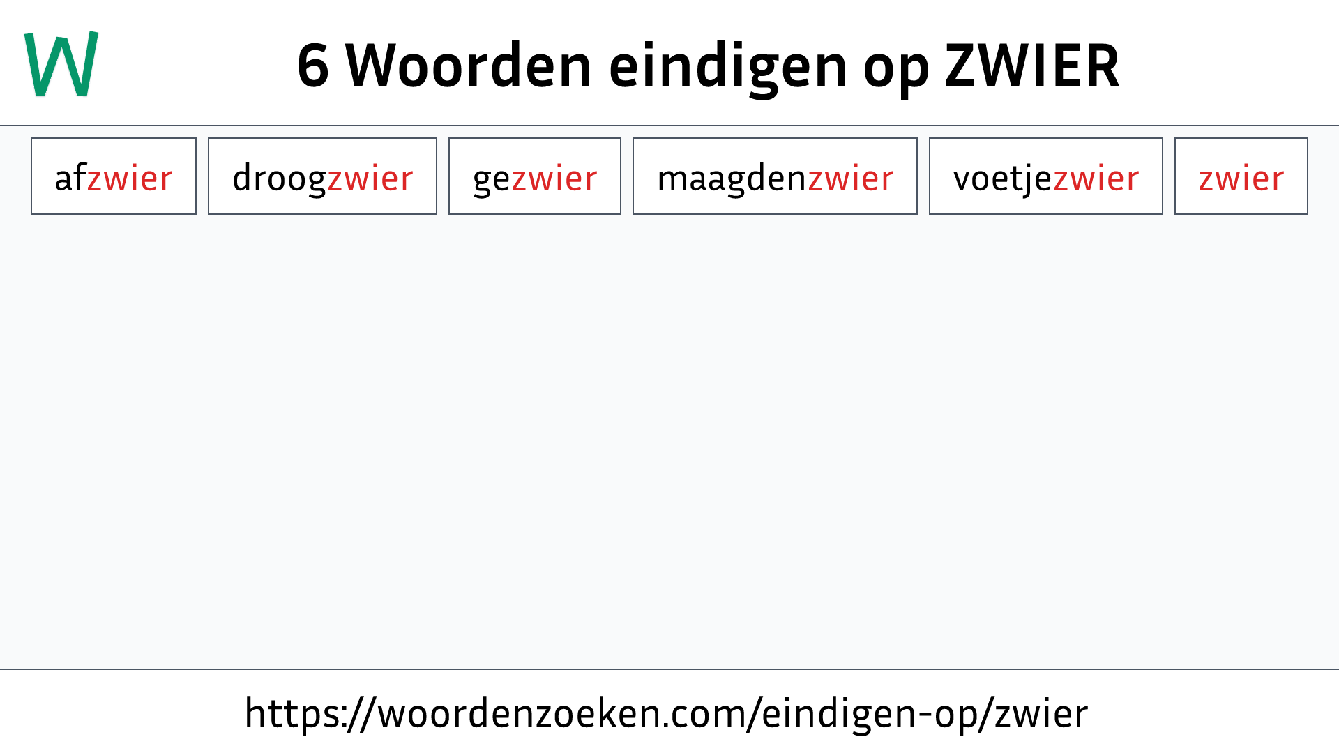 Woorden eindigen op ZWIER