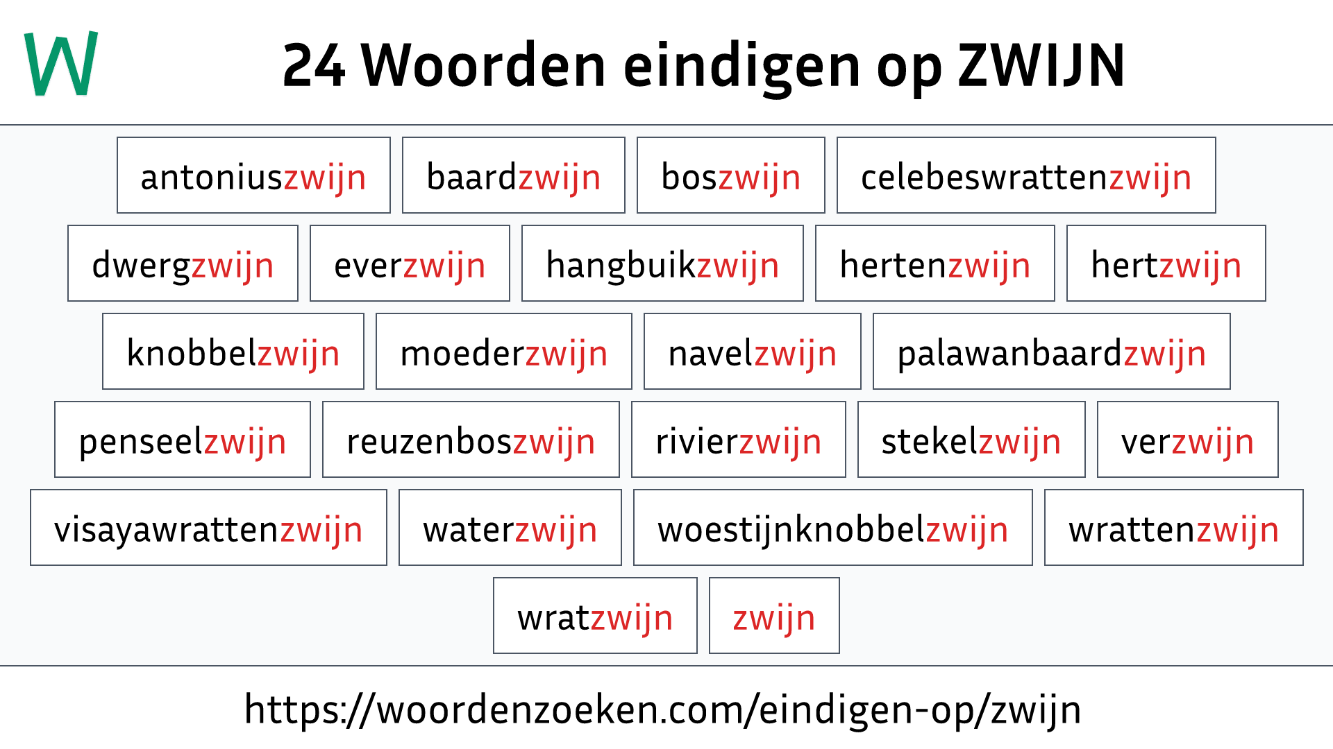 Woorden eindigen op ZWIJN