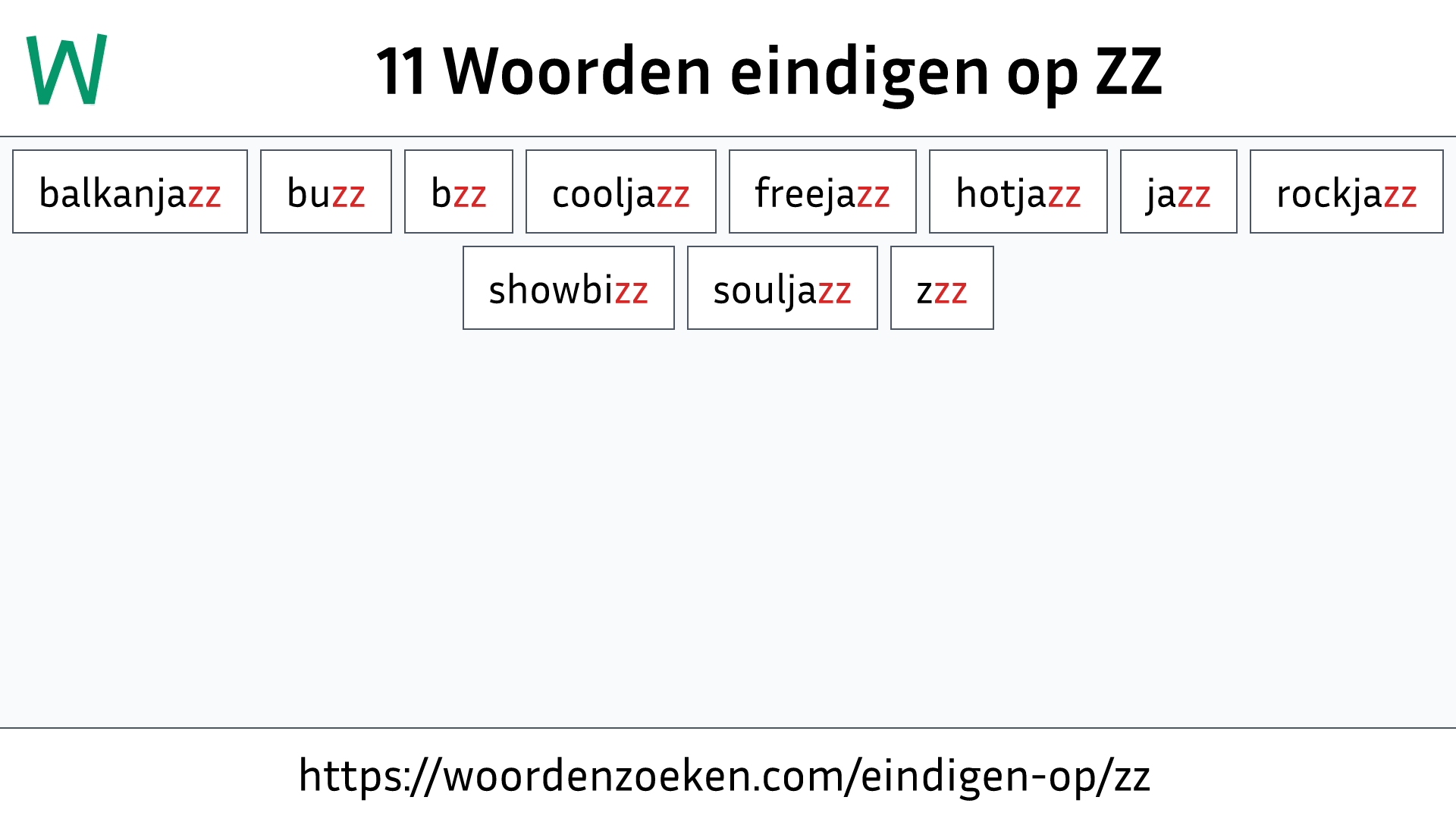 Woorden eindigen op ZZ