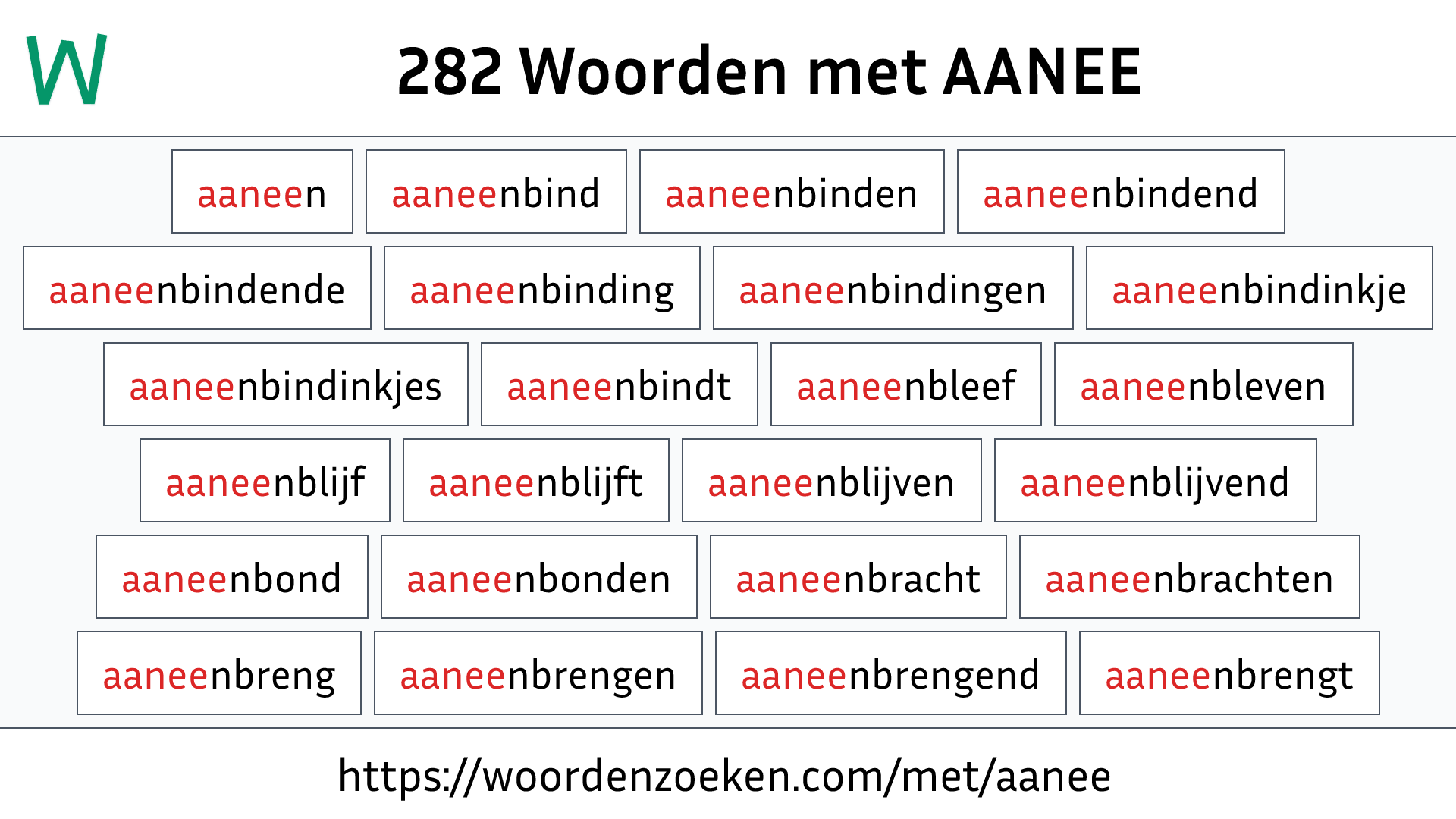 Woorden met AANEE