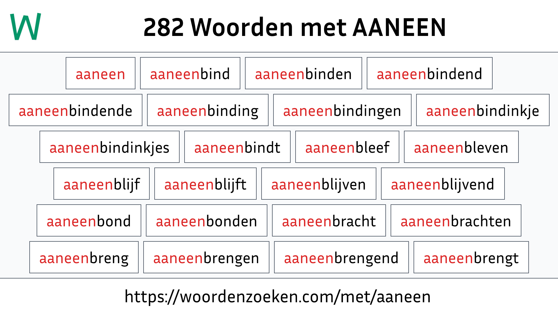 Woorden met AANEEN