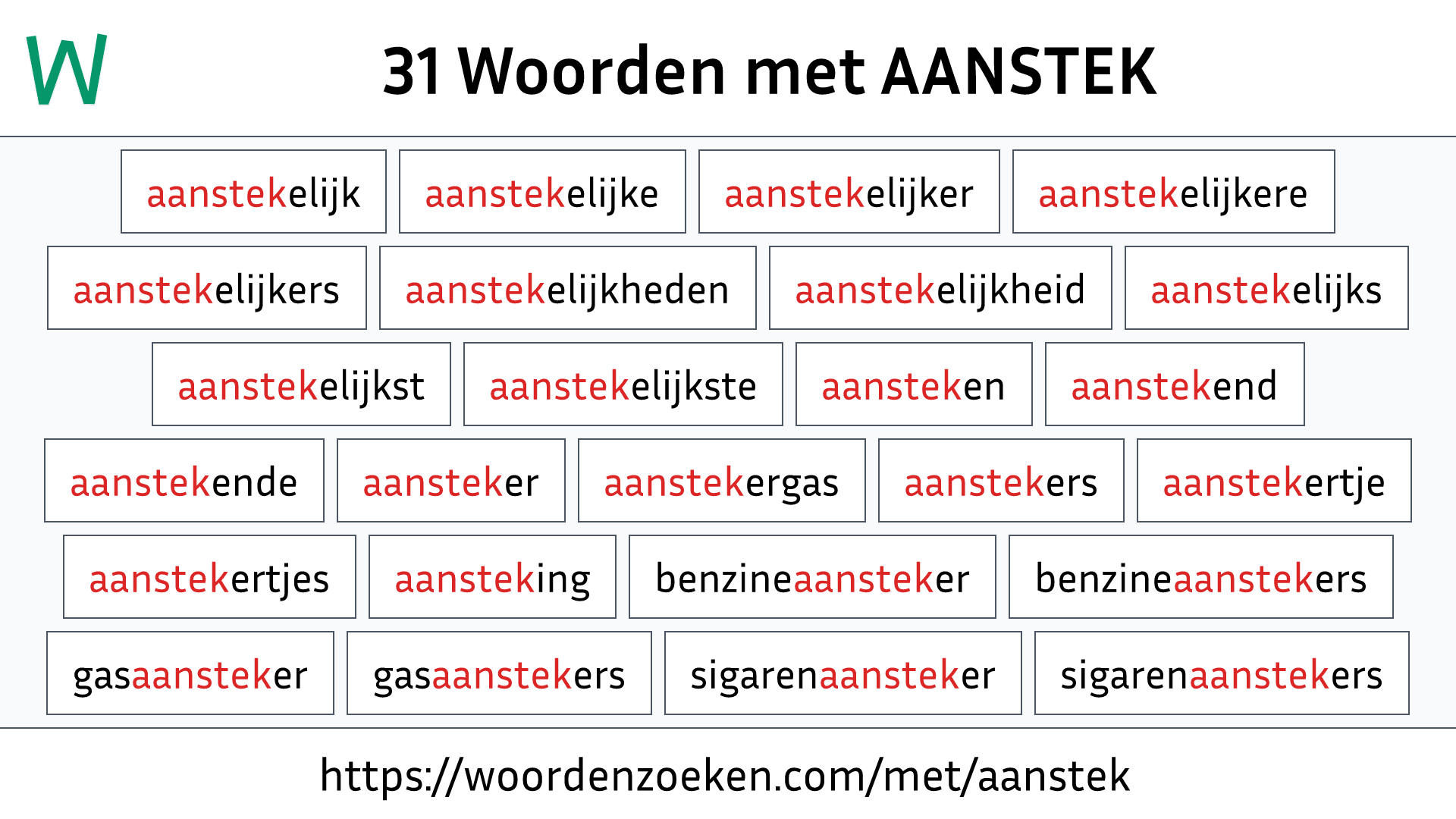 Woorden met AANSTEK