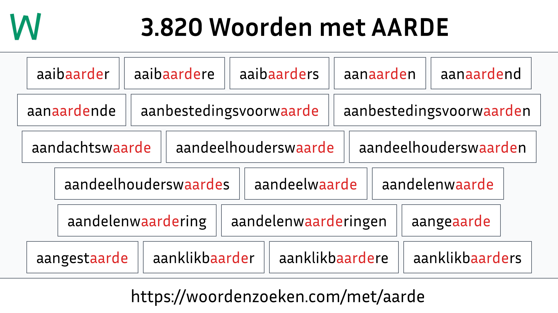 Woorden met AARDE