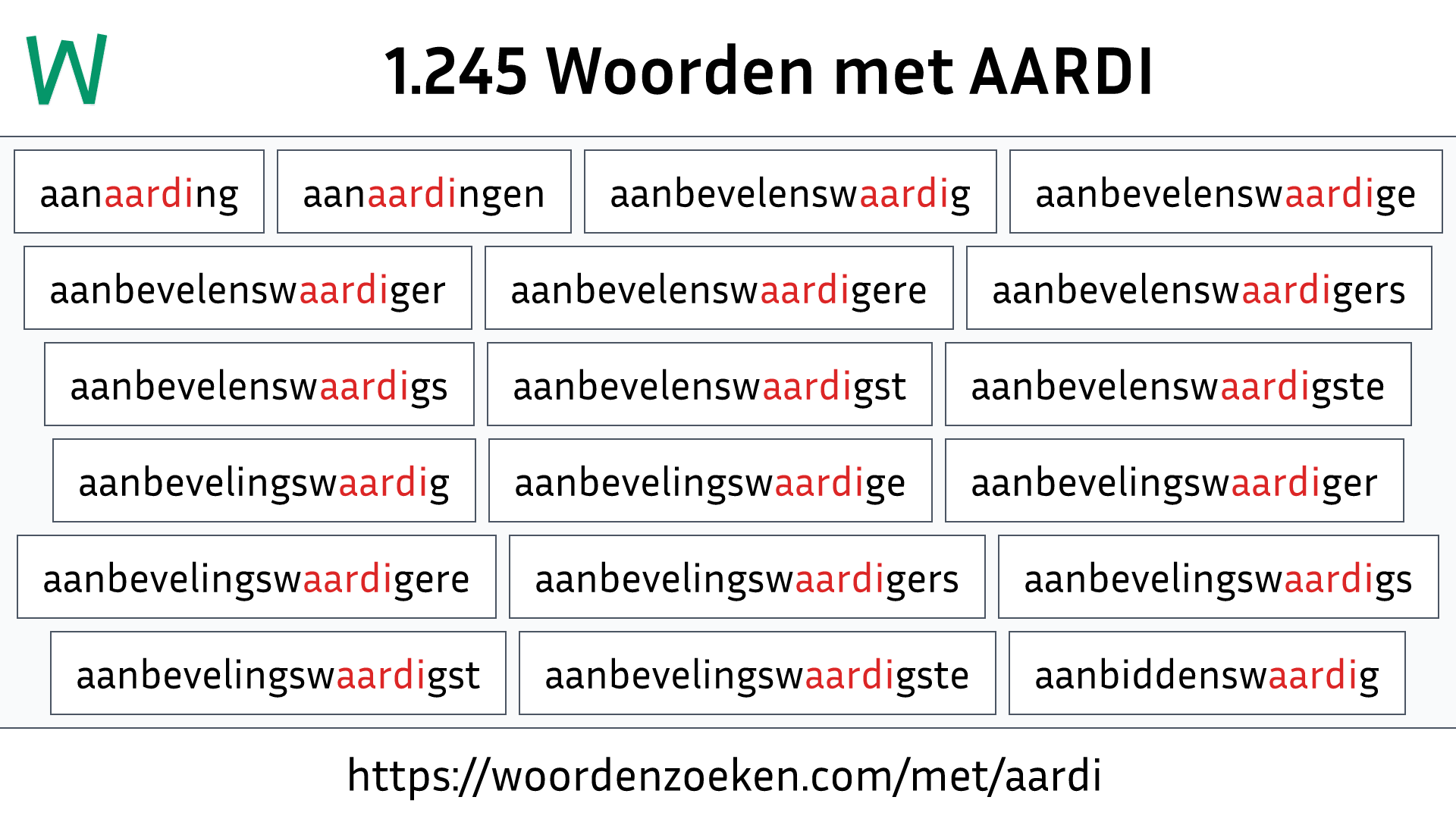 Woorden met AARDI