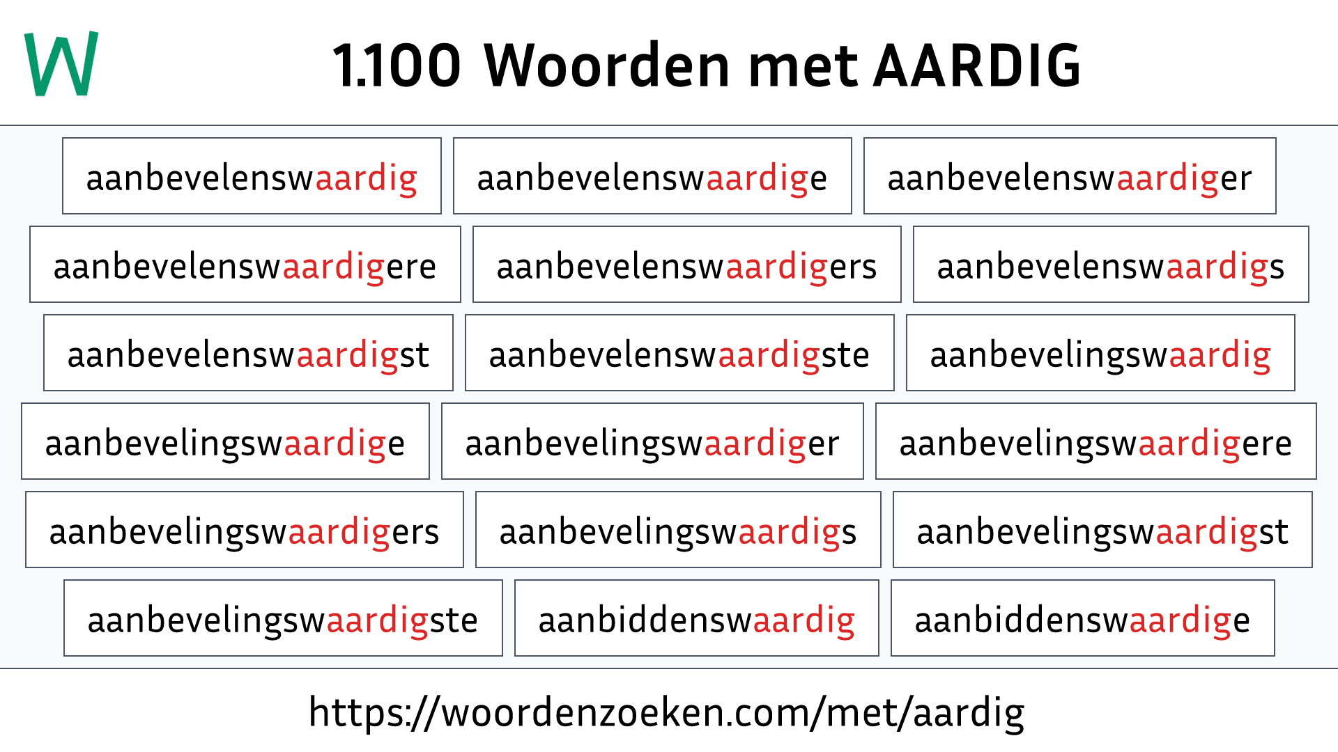 Woorden met AARDIG