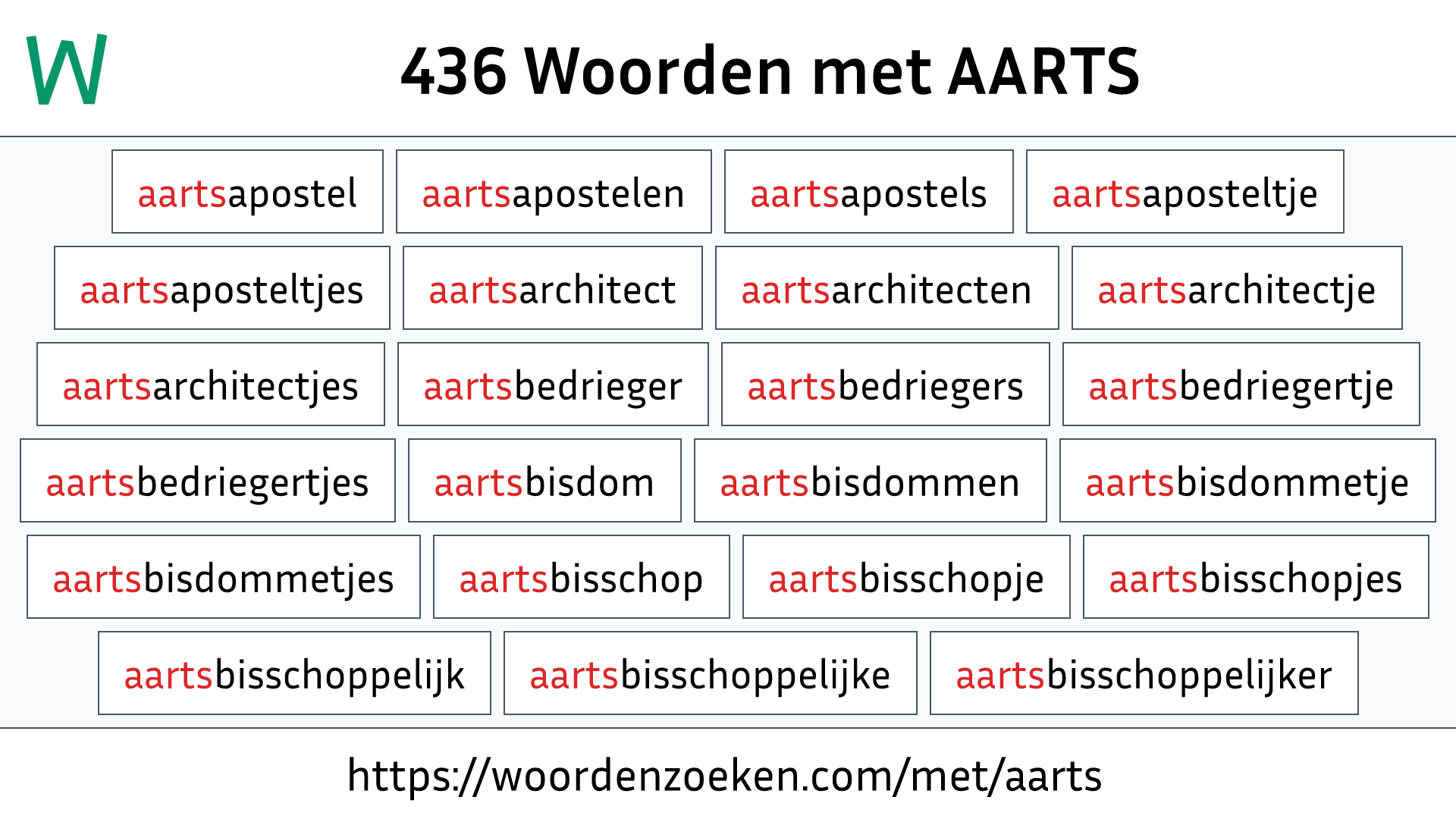 Woorden met AARTS