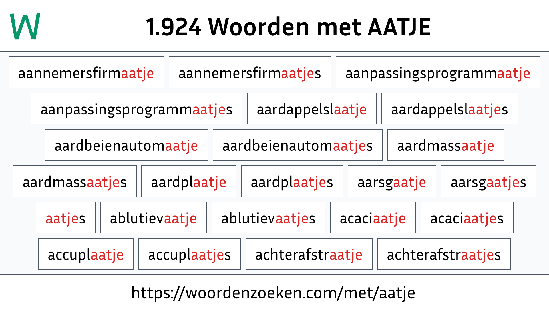 Woorden met AATJE