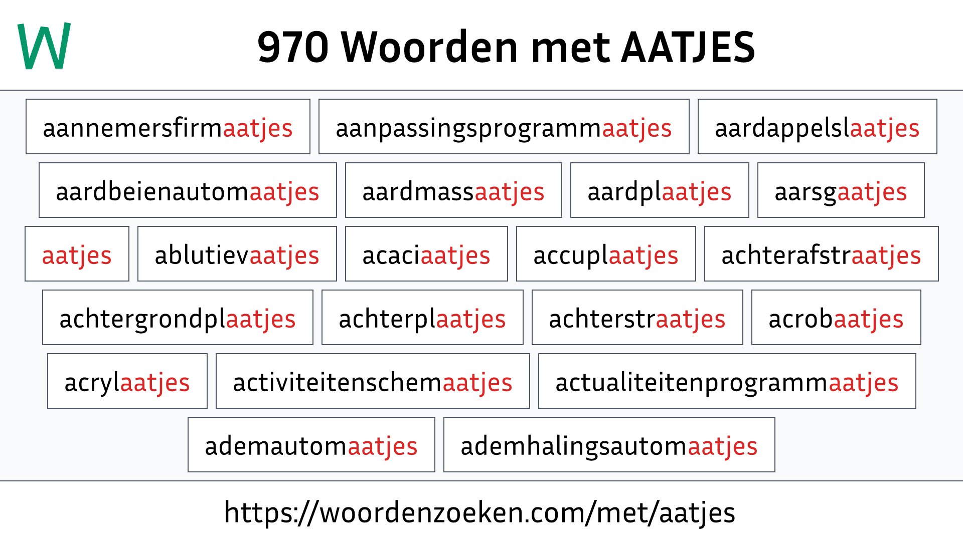 Woorden met AATJES