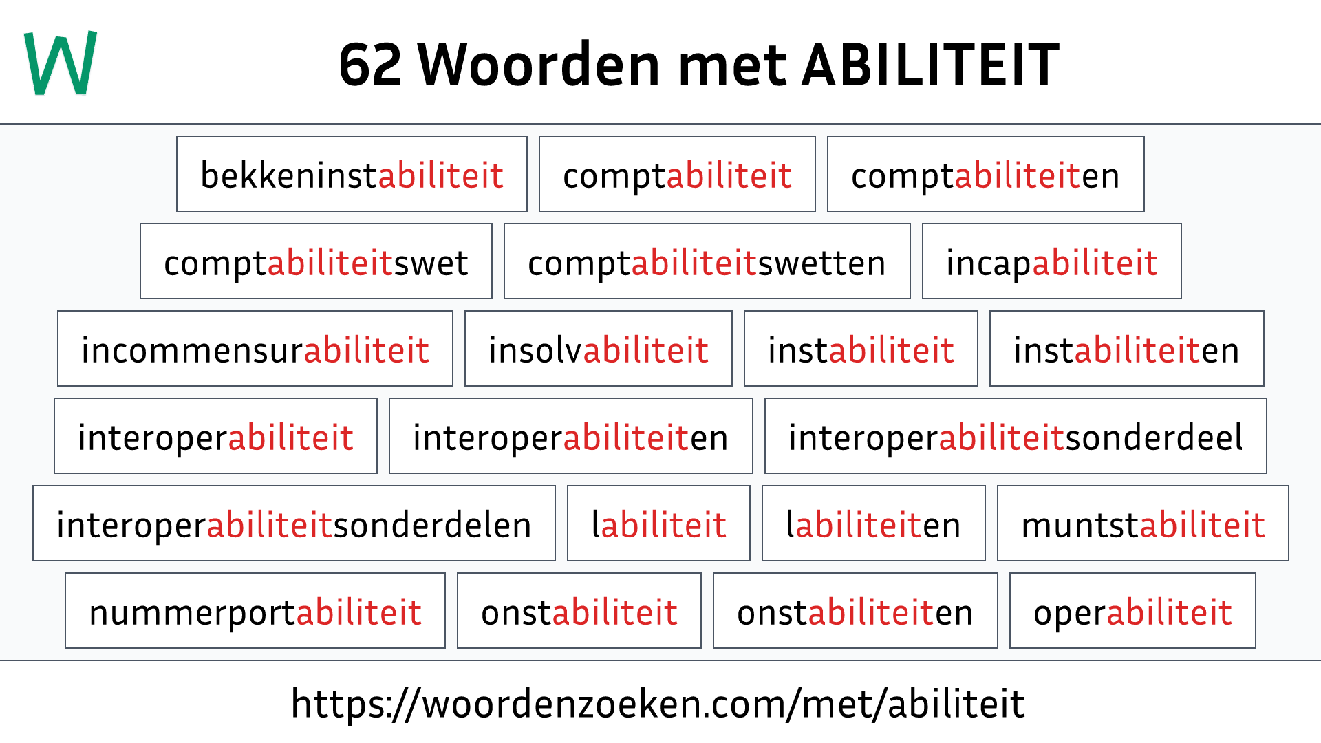 Woorden met ABILITEIT