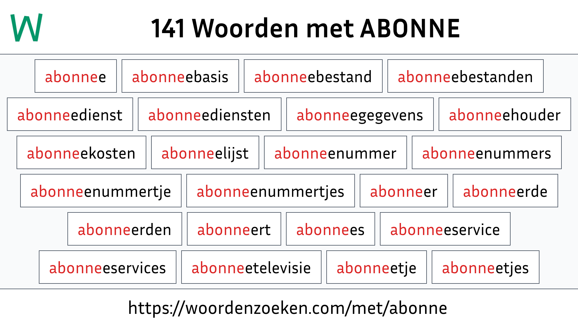 Woorden met ABONNE