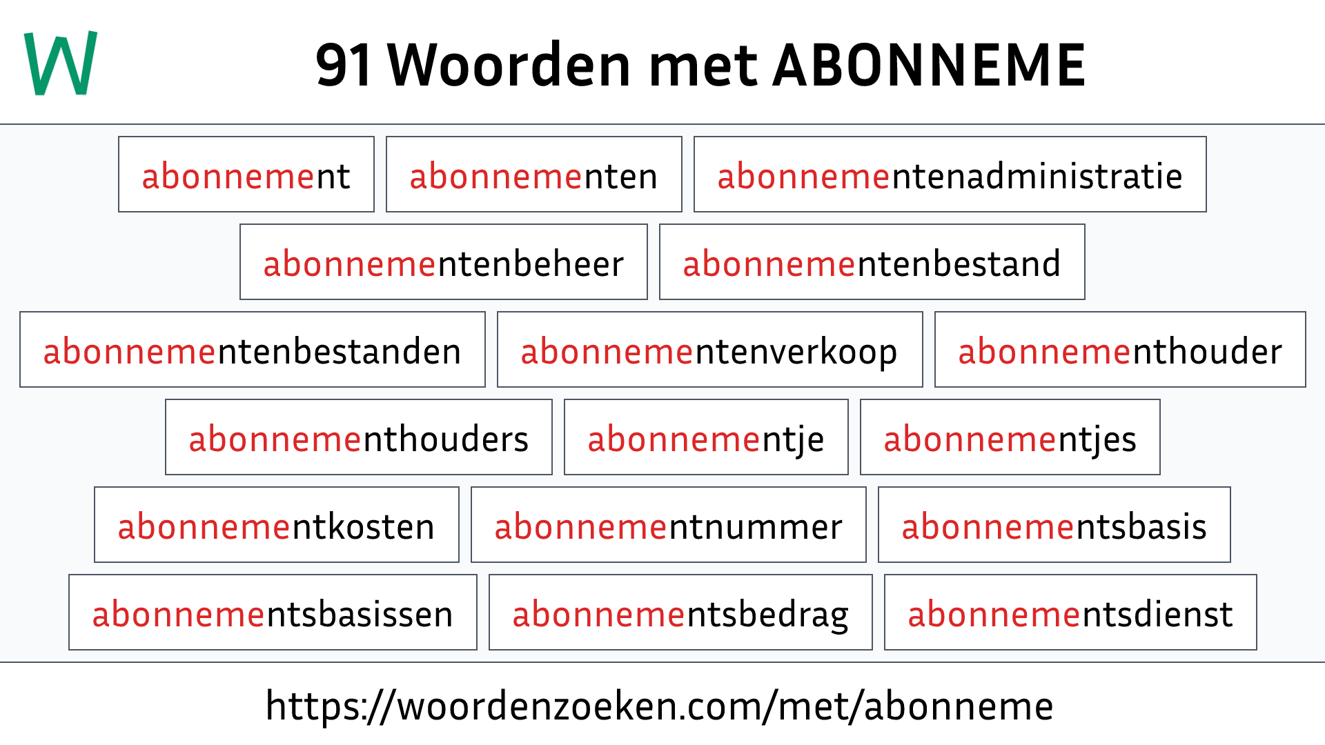 Woorden met ABONNEME