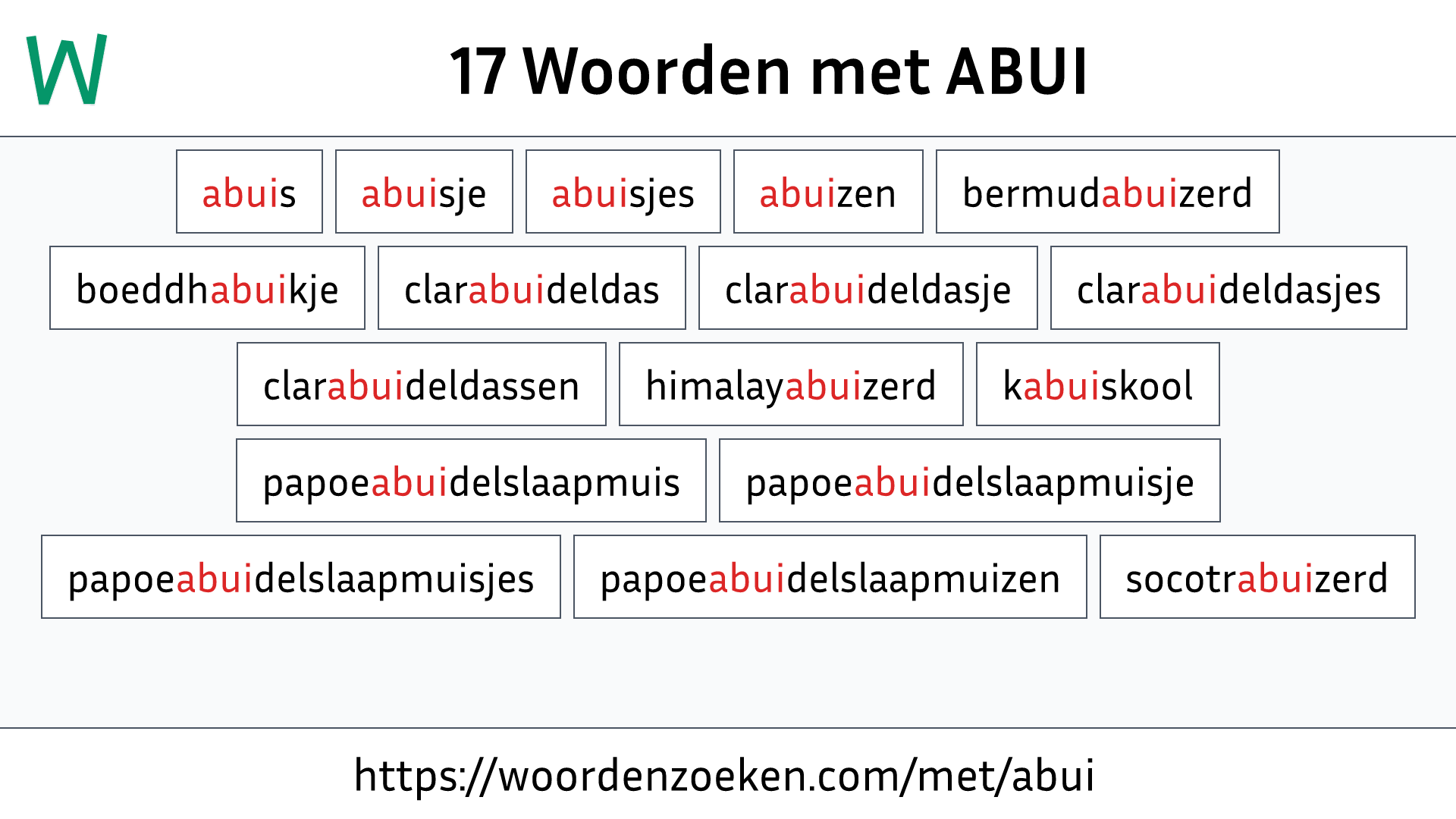 Woorden met ABUI