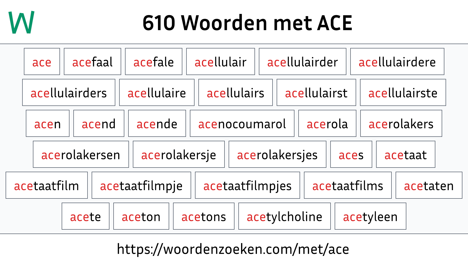 Woorden met ACE