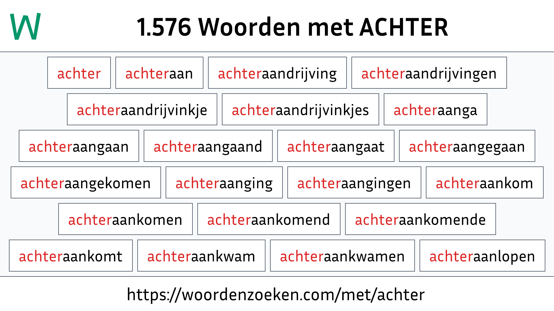 Woorden met ACHTER