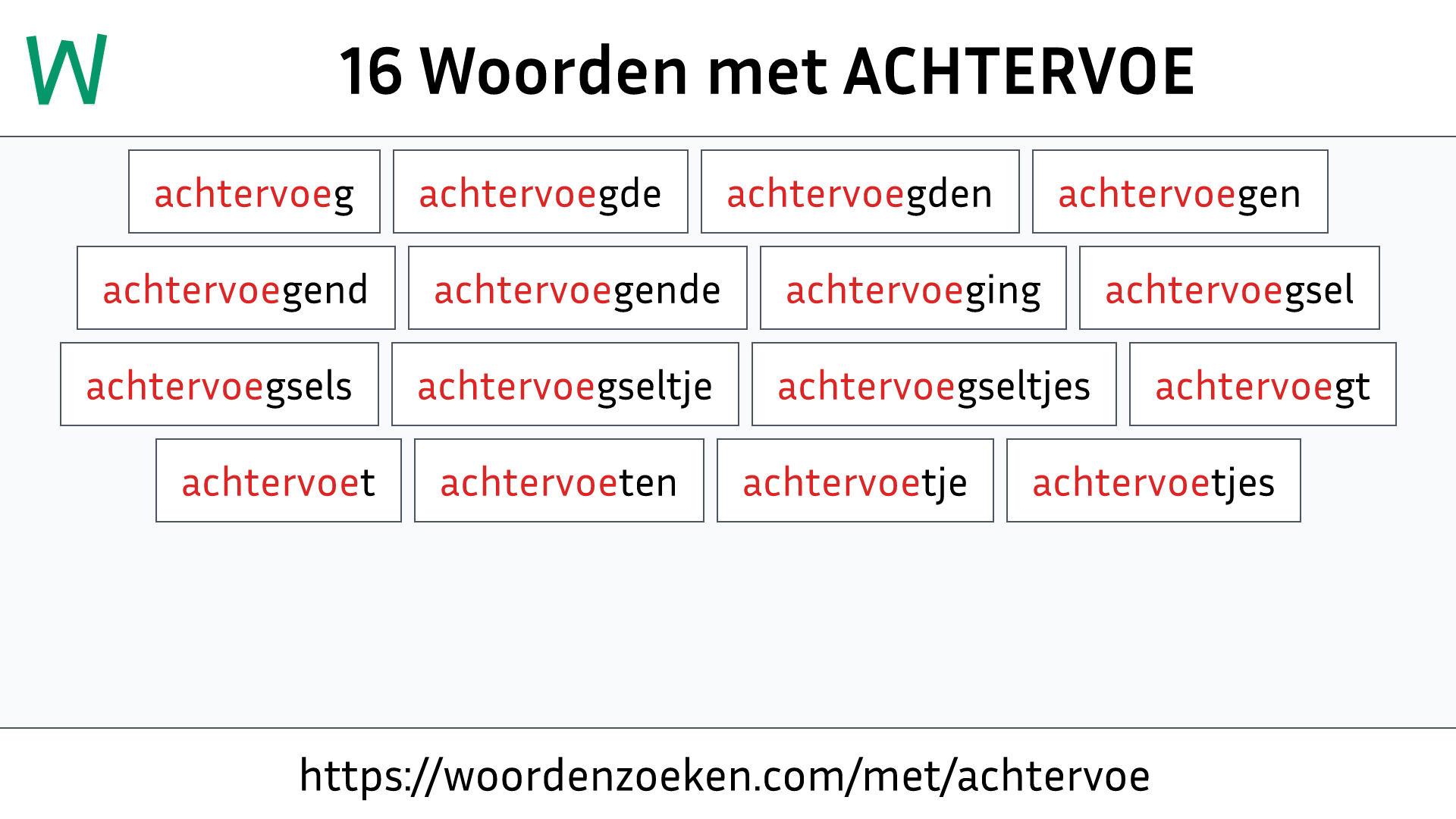 Woorden met ACHTERVOE