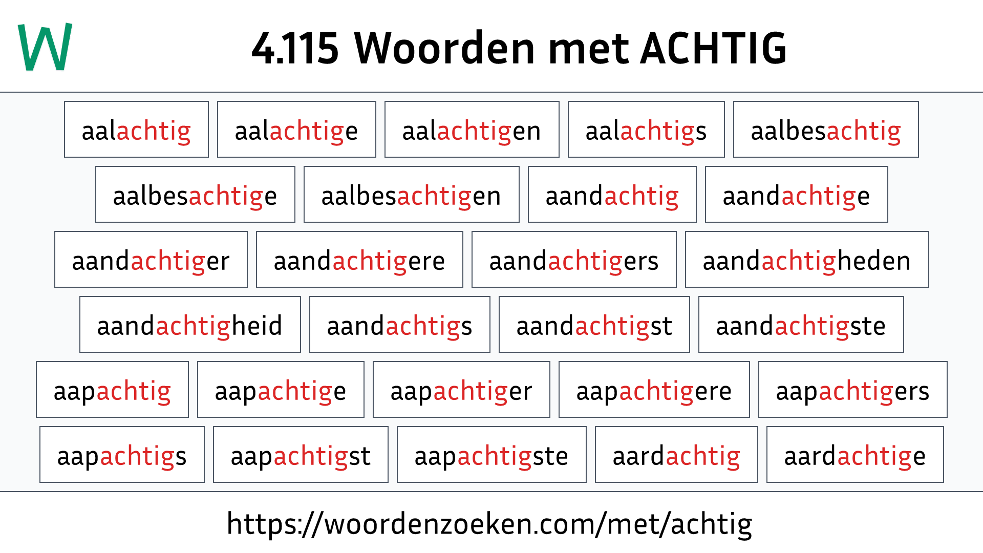 Woorden met ACHTIG