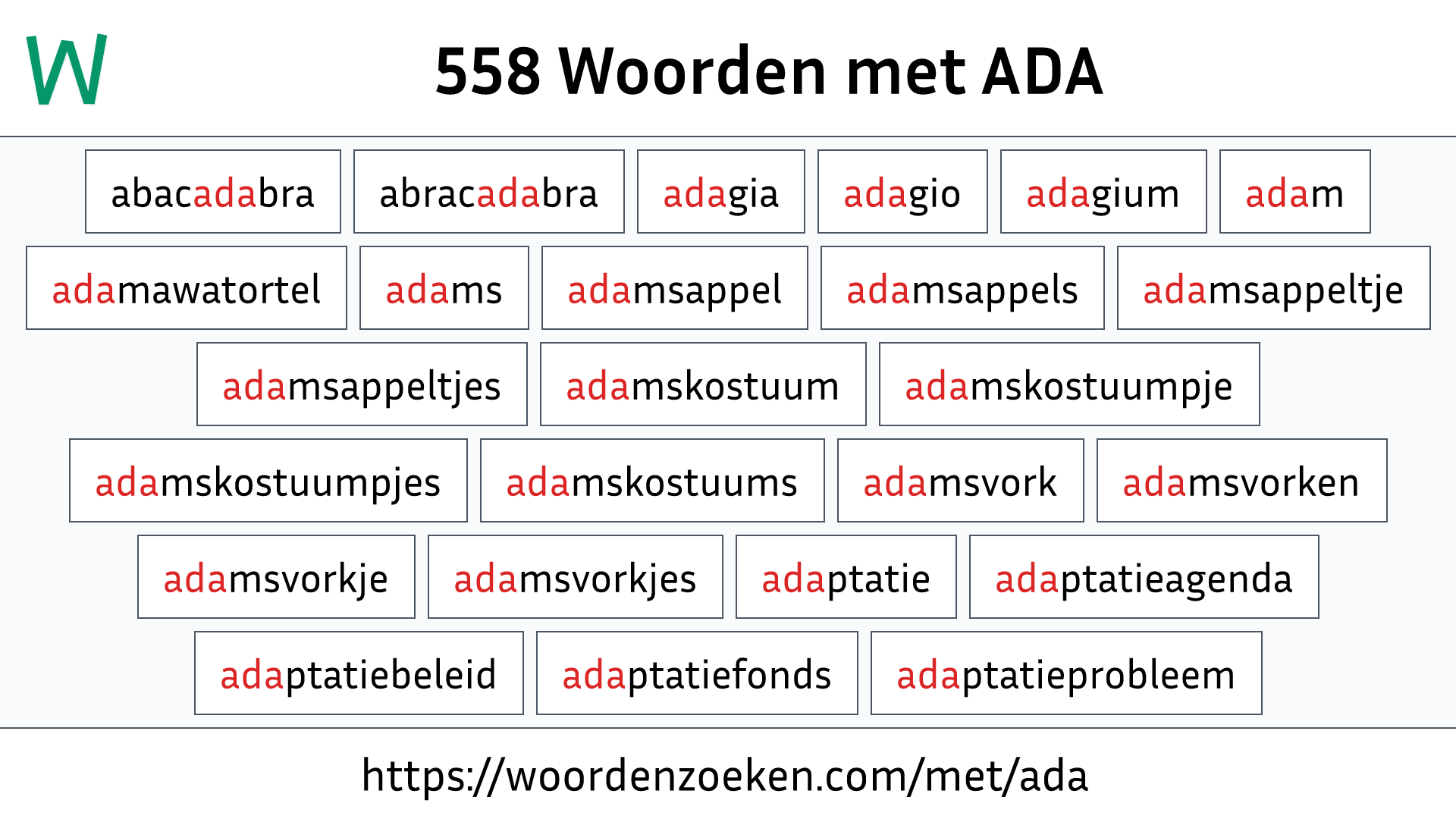 Woorden met ADA