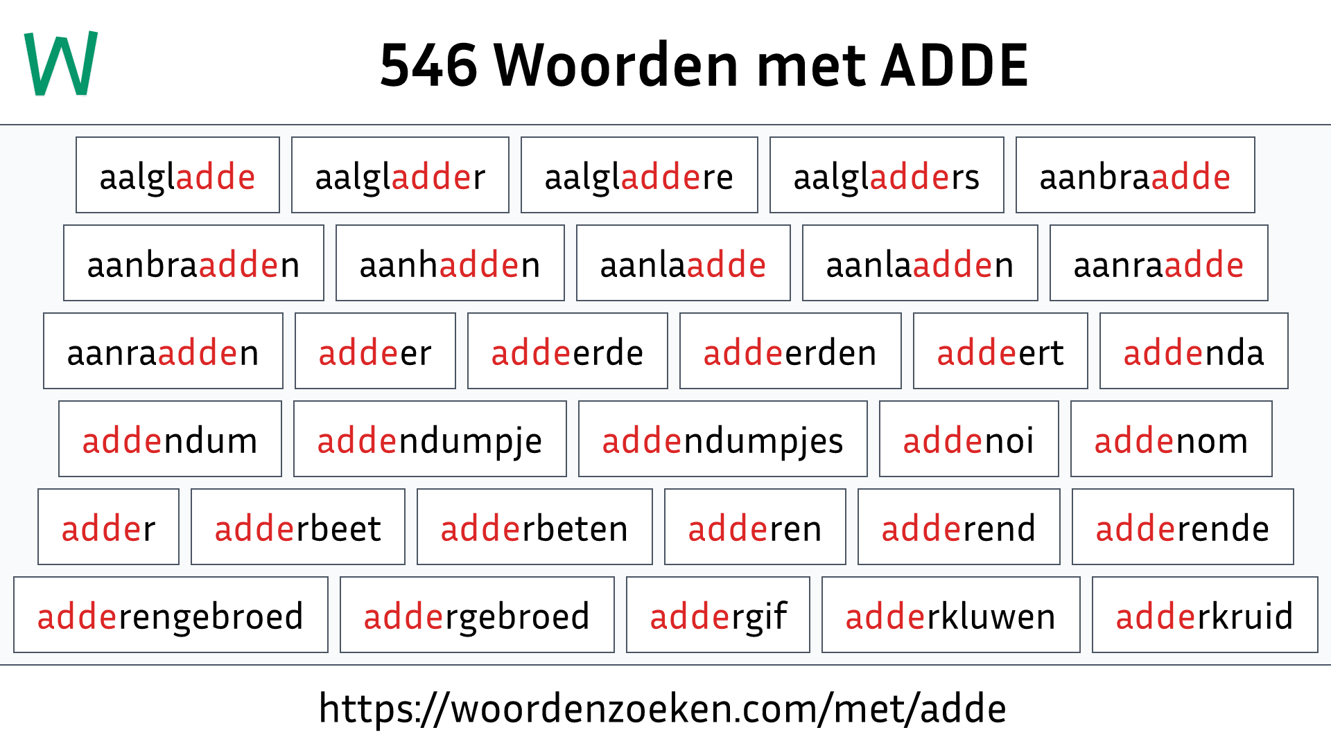 Woorden met ADDE