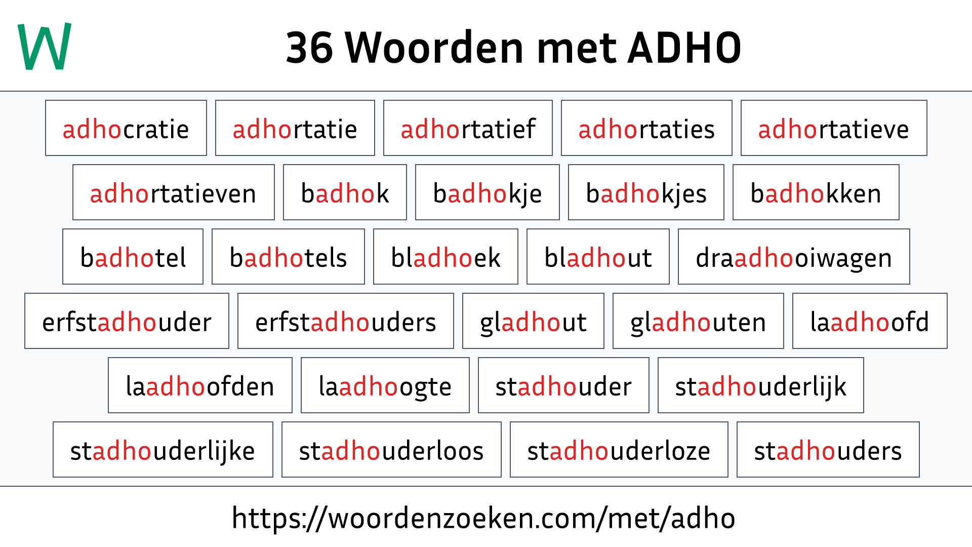 Woorden met ADHO