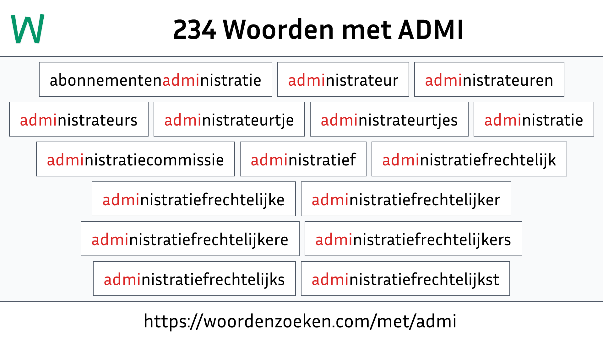 Woorden met ADMI