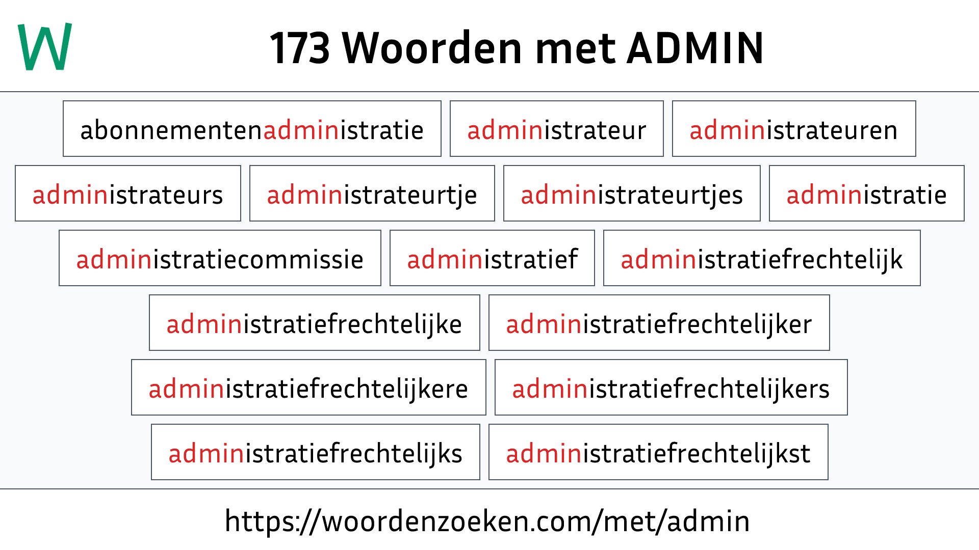 Woorden met ADMIN