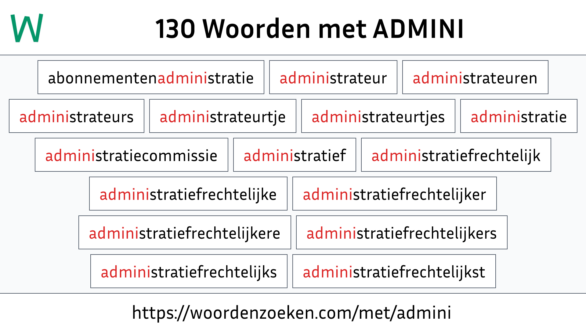 Woorden met ADMINI
