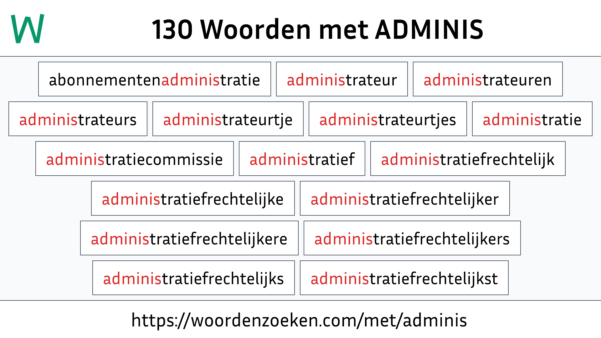 Woorden met ADMINIS
