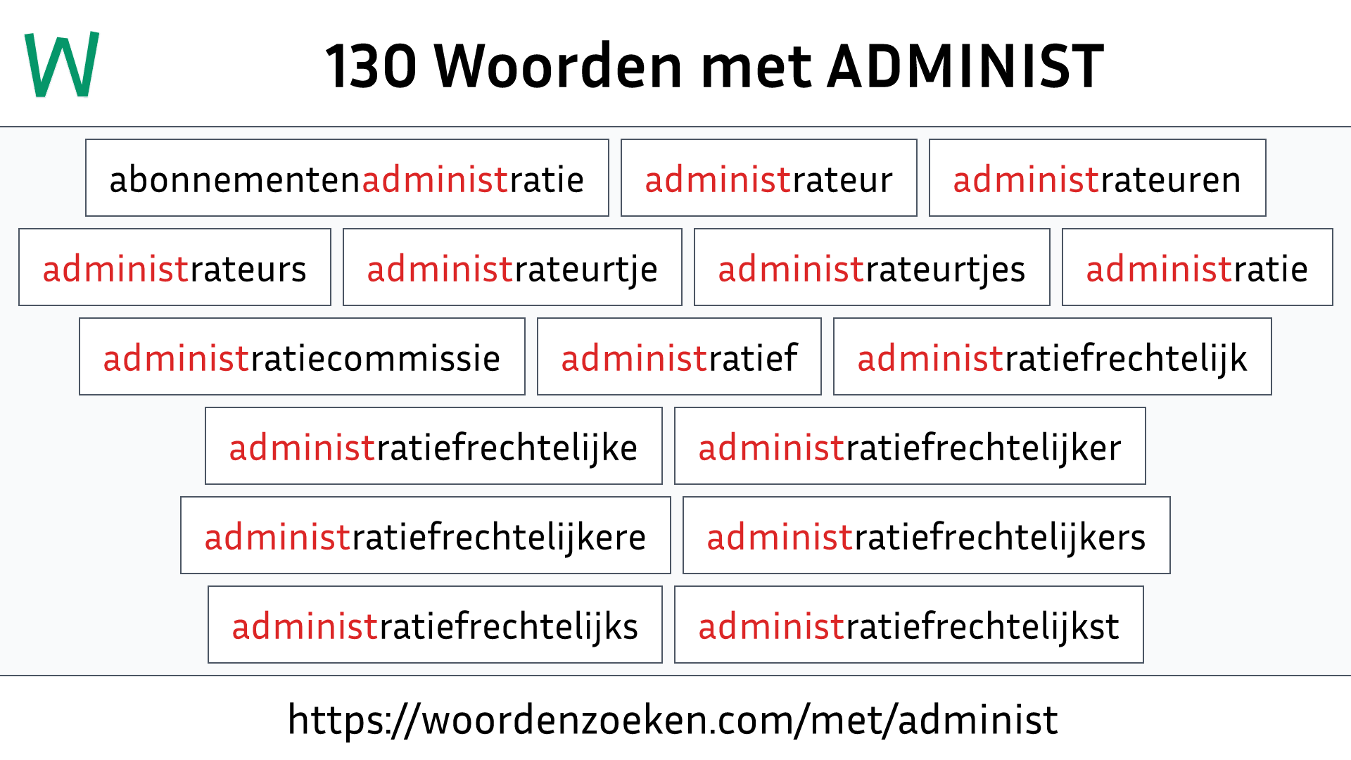 Woorden met ADMINIST