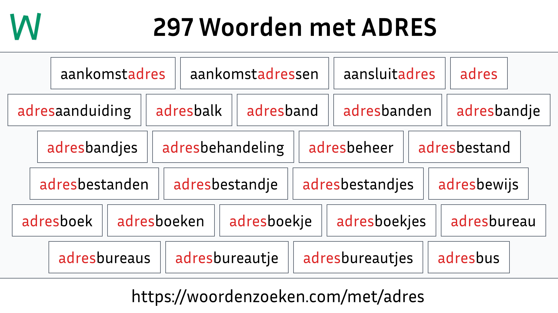 Woorden met ADRES