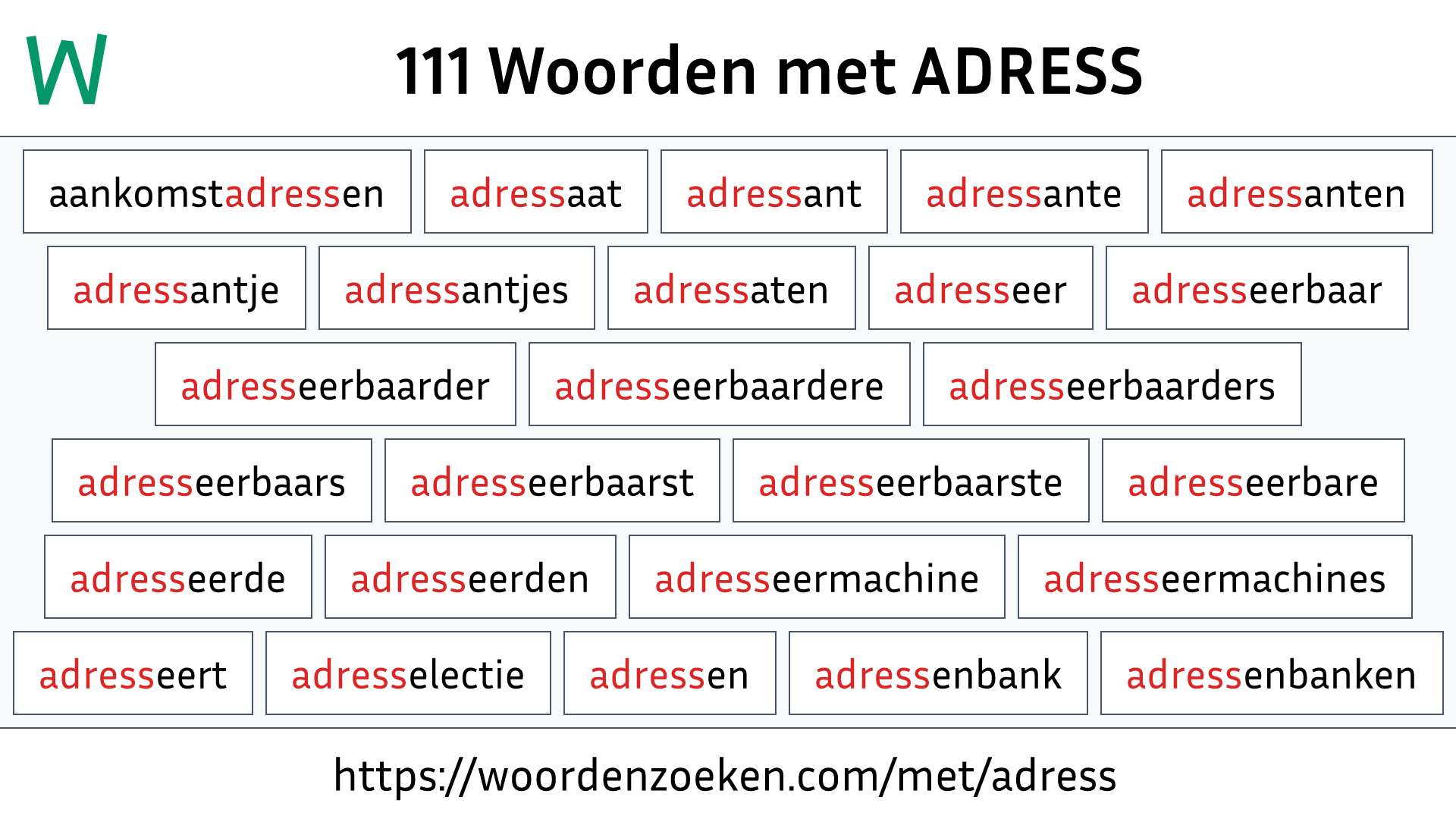 Woorden met ADRESS