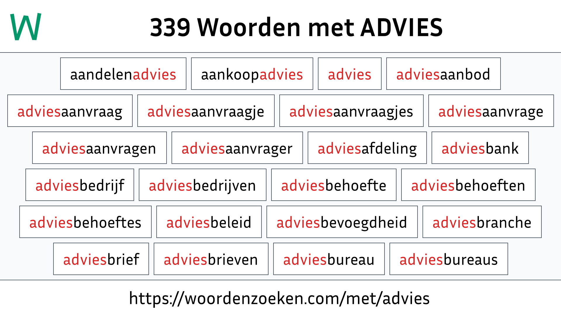 Woorden met ADVIES