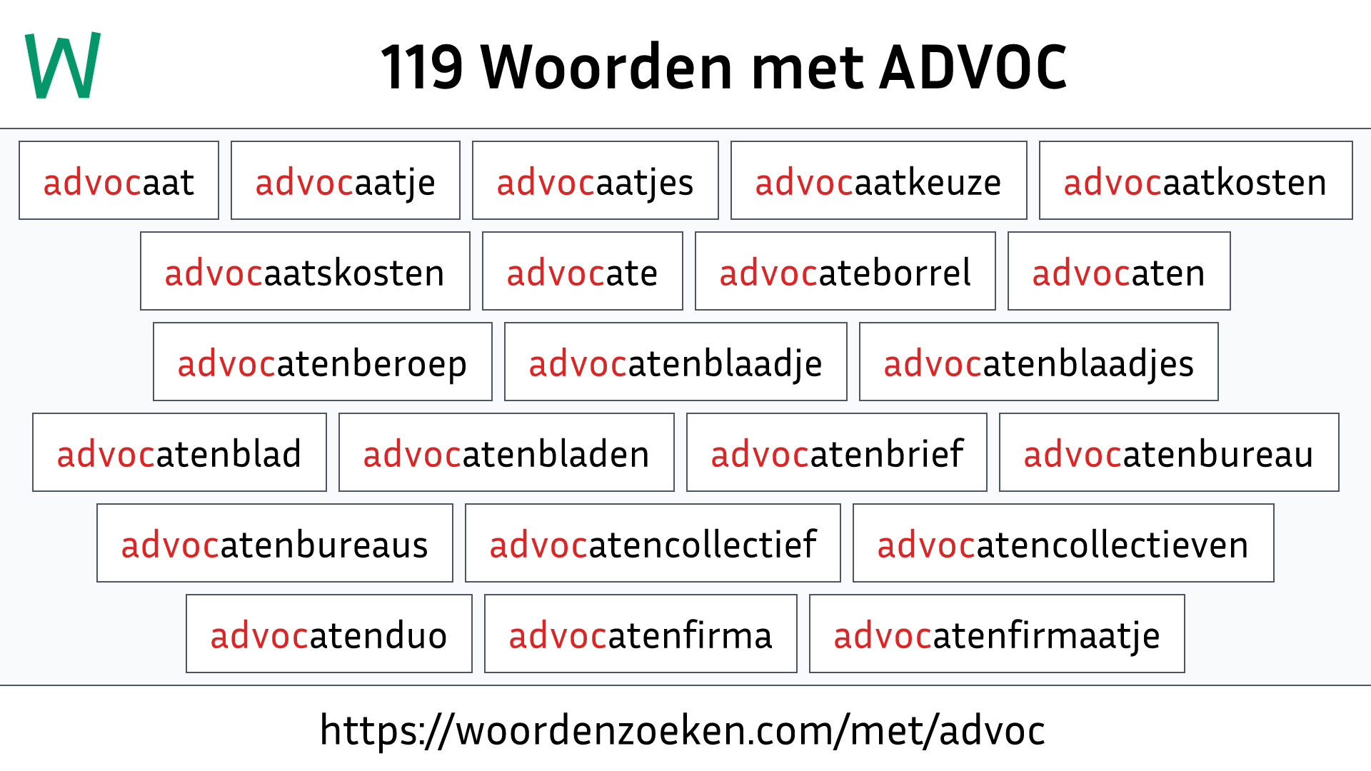 Woorden met ADVOC