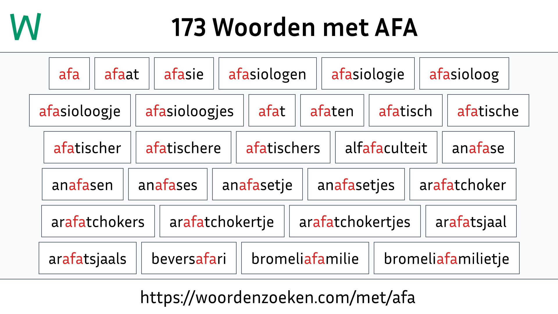 Woorden met AFA