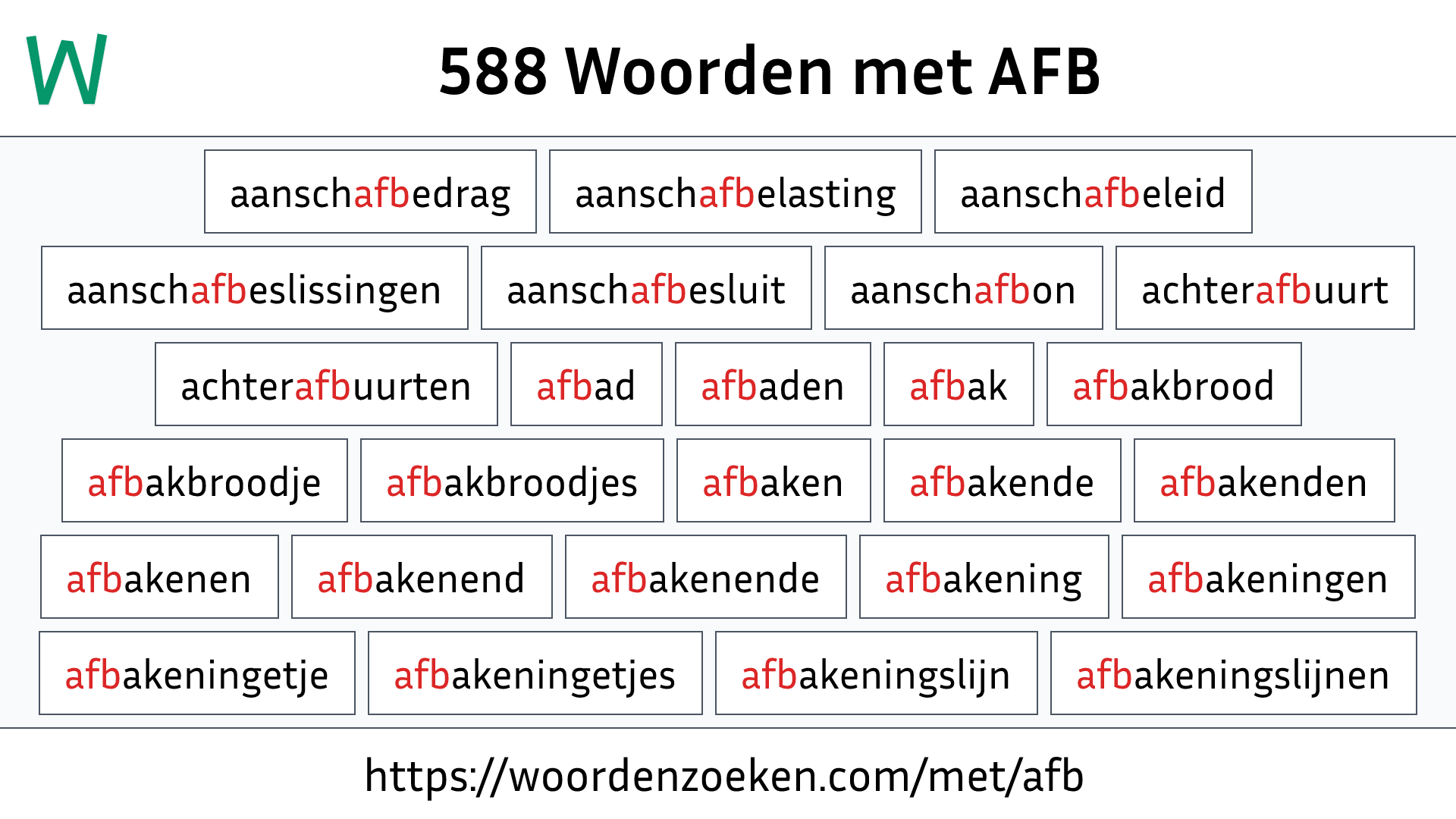 Woorden met AFB