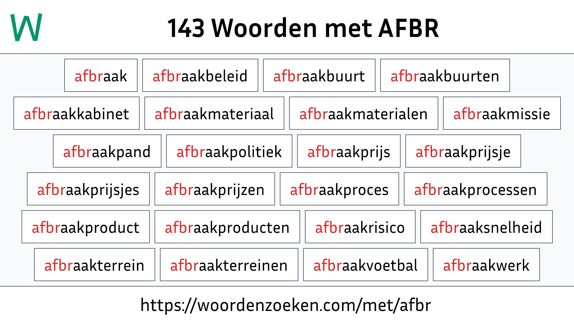Woorden met AFBR