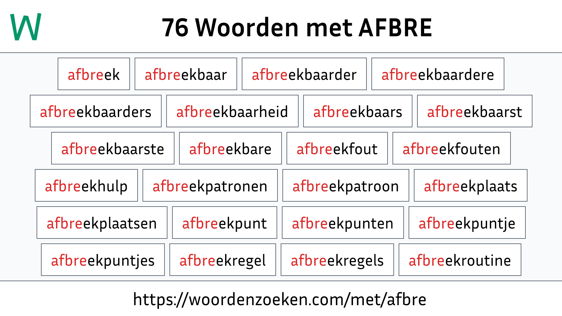 Woorden met AFBRE