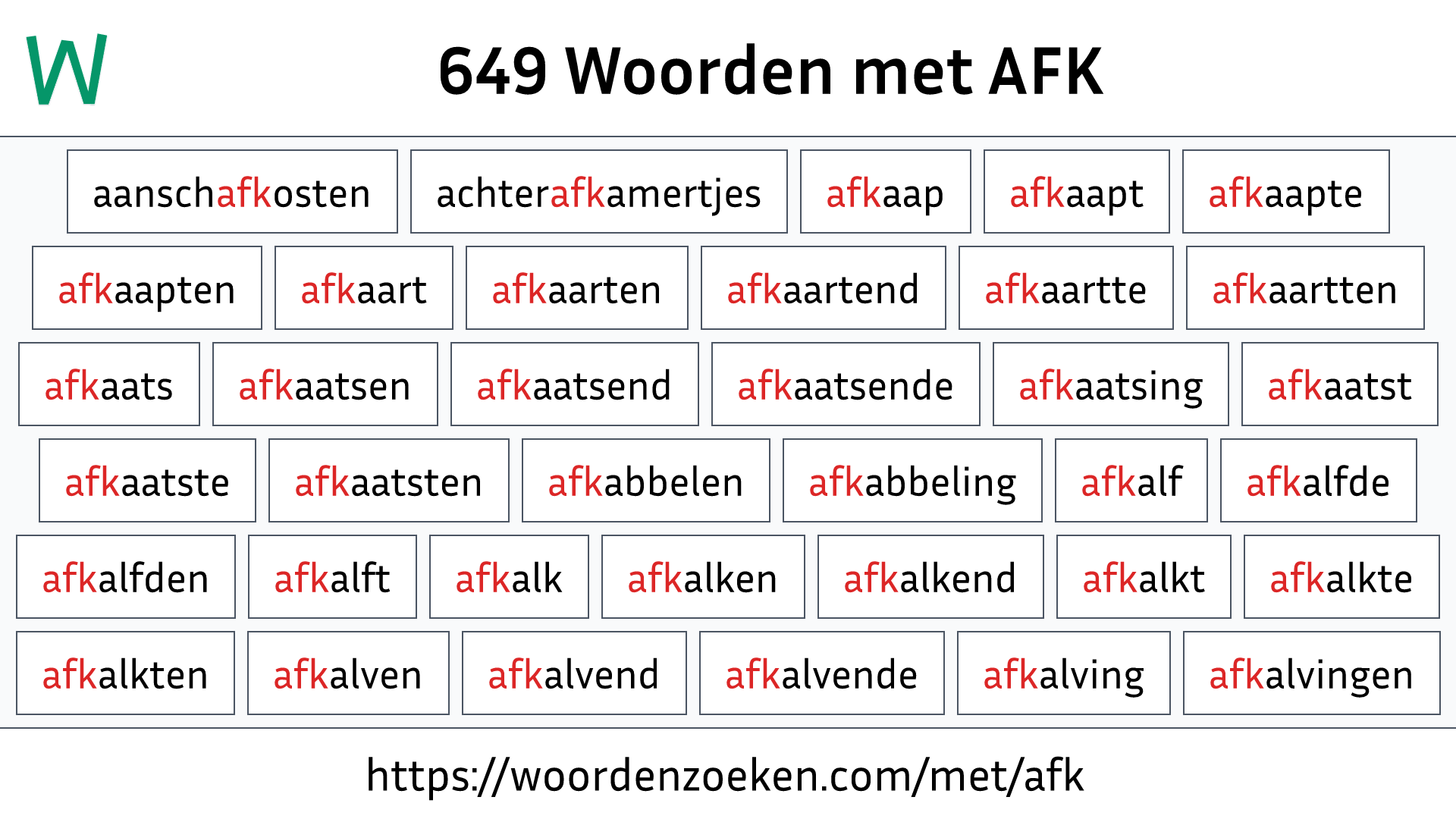 Woorden met AFK